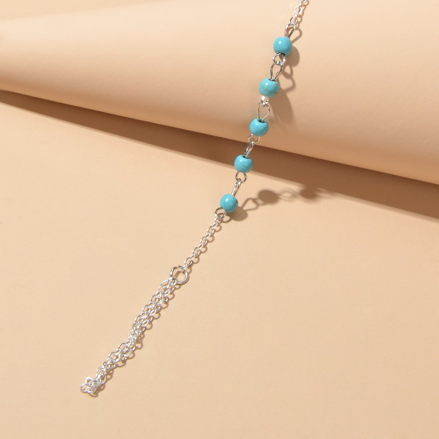 Trendy Jewelry Gold Silver Chain Turquoise Boho Chic Slave Bracelet with Finger
