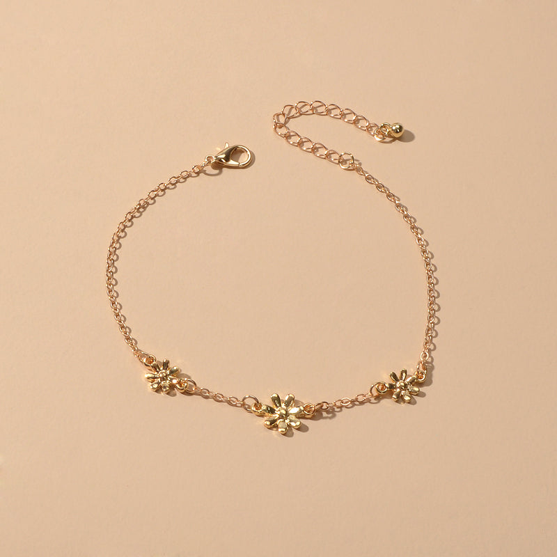 1 pc Gold Silver Flower Anklet Boho Chic Barefoot Sandals Foot Beach Jewellery