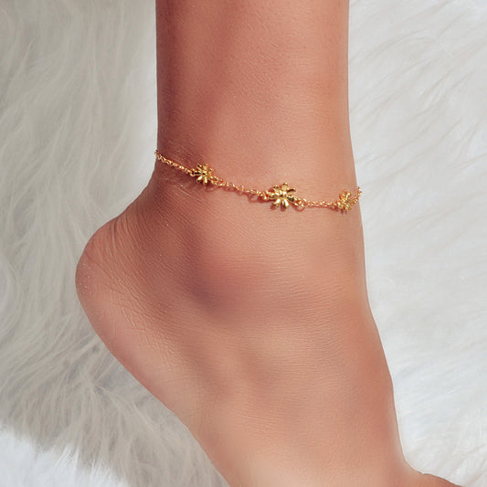 1 pc Gold Silver Flower Anklet Boho Chic Barefoot Sandals Foot Beach Jewellery