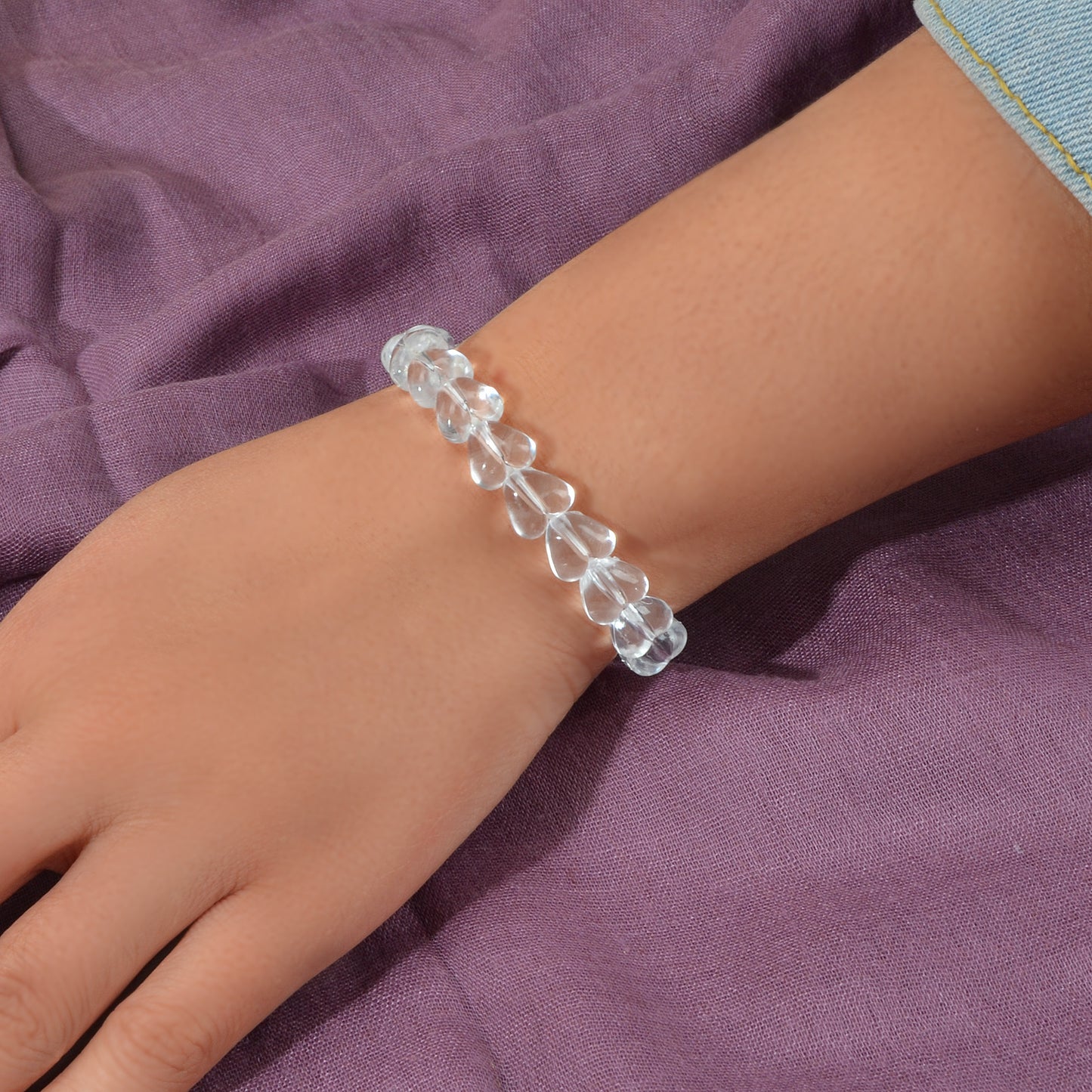 Transparent Resin Heart Beads Elastic Bracelet Bangle Girl Teen Party Decoration