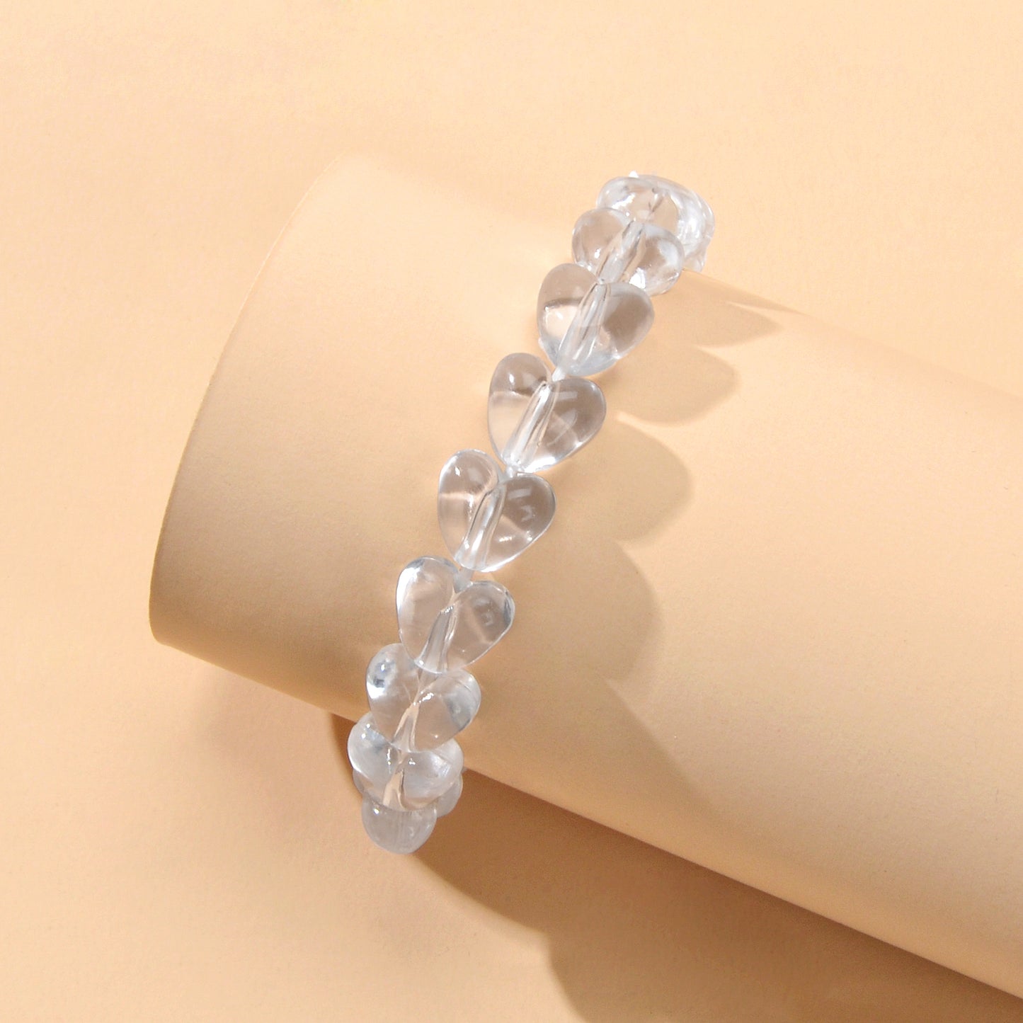 Transparent Resin Heart Beads Elastic Bracelet Bangle Girl Teen Party Decoration