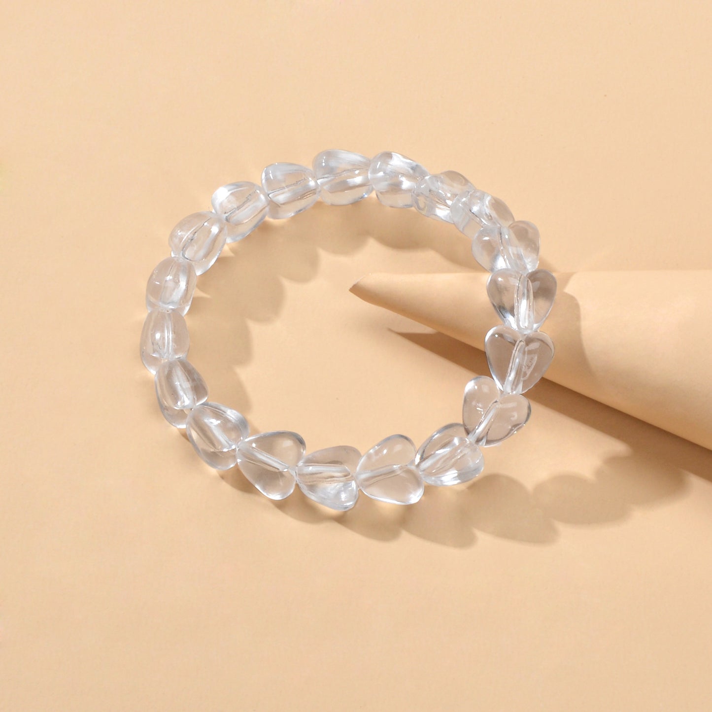 Transparent Resin Heart Beads Elastic Bracelet Bangle Girl Teen Party Decoration