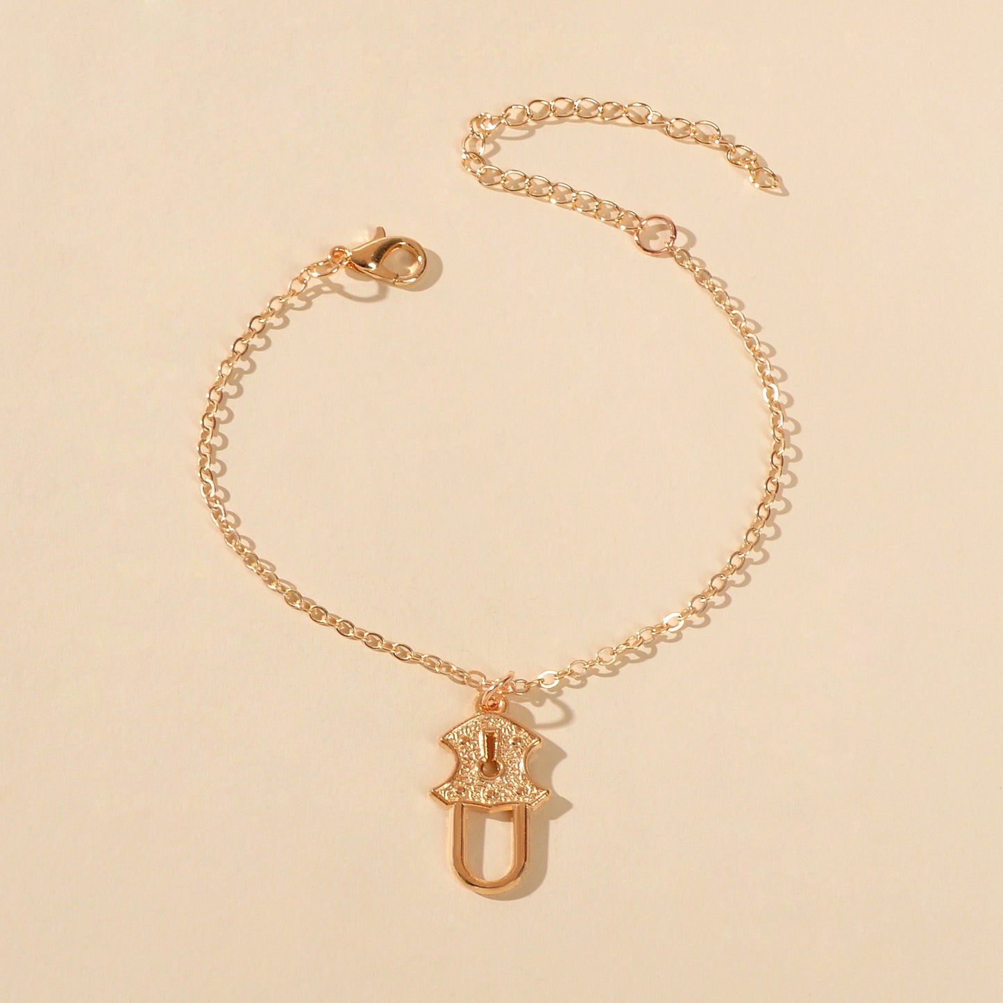 Gold Silver Chain Geometric Lock Charm Bracelet Women Unique Designer Jewellery