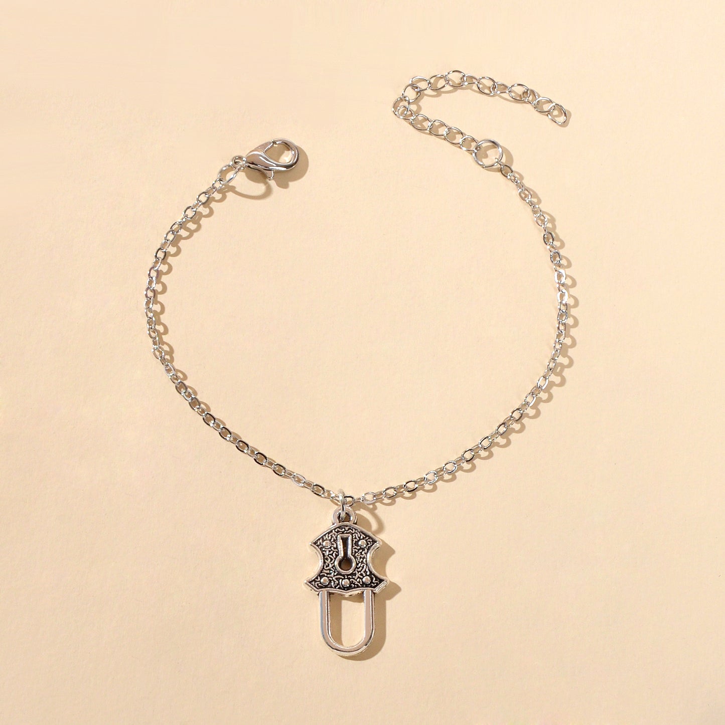 Gold Silver Chain Geometric Lock Charm Bracelet Women Unique Designer Jewellery