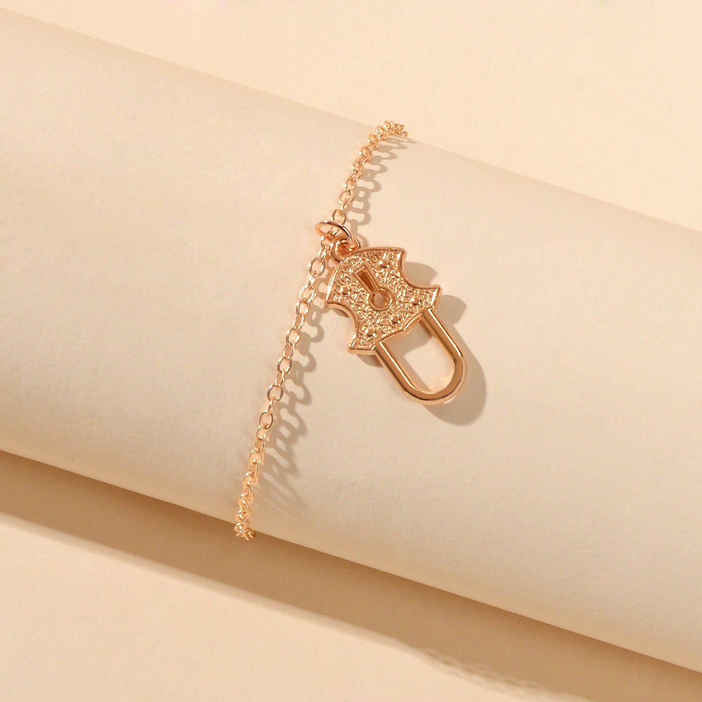 Gold Silver Chain Geometric Lock Charm Bracelet Women Unique Designer Jewellery