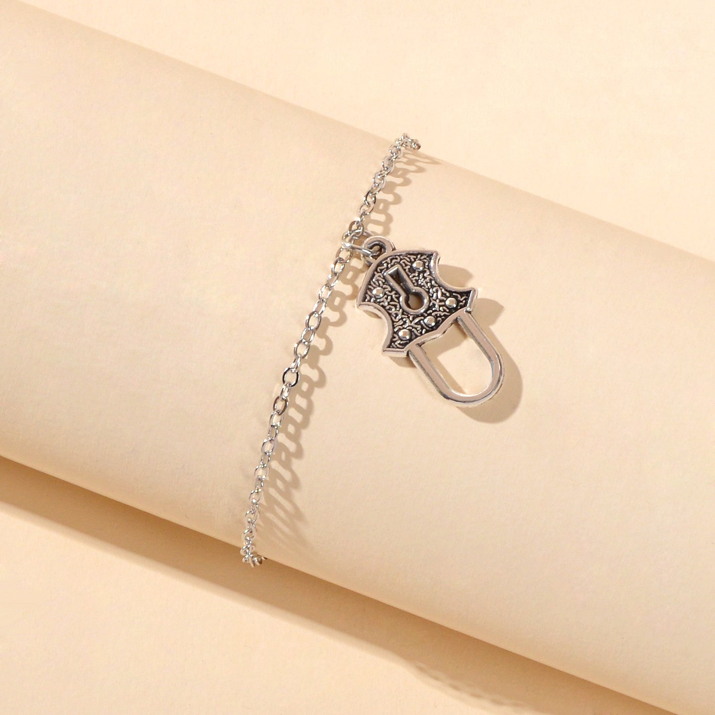 Gold Silver Chain Geometric Lock Charm Bracelet Women Unique Designer Jewellery