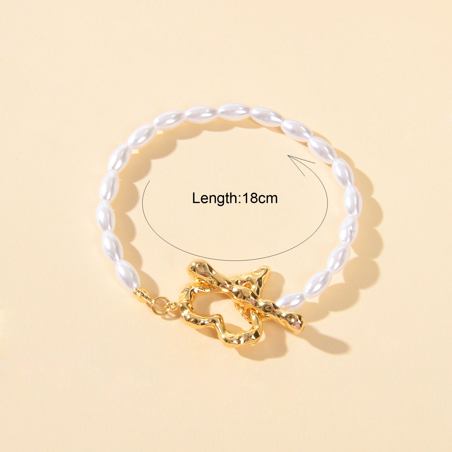 Textured Bridal Jewellery Retro Pearl Beads Gold Heart Charm Wedding Bracelet