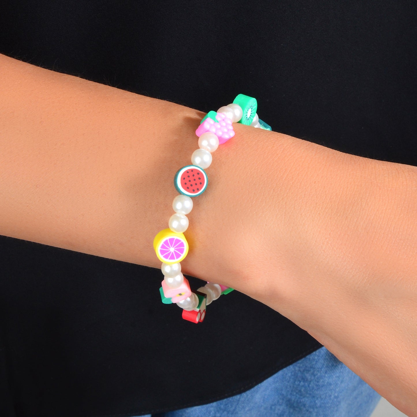 Lovely Colorful Watermelon Apple Elastic Bracelet Fruit Funny Gift Jewellery