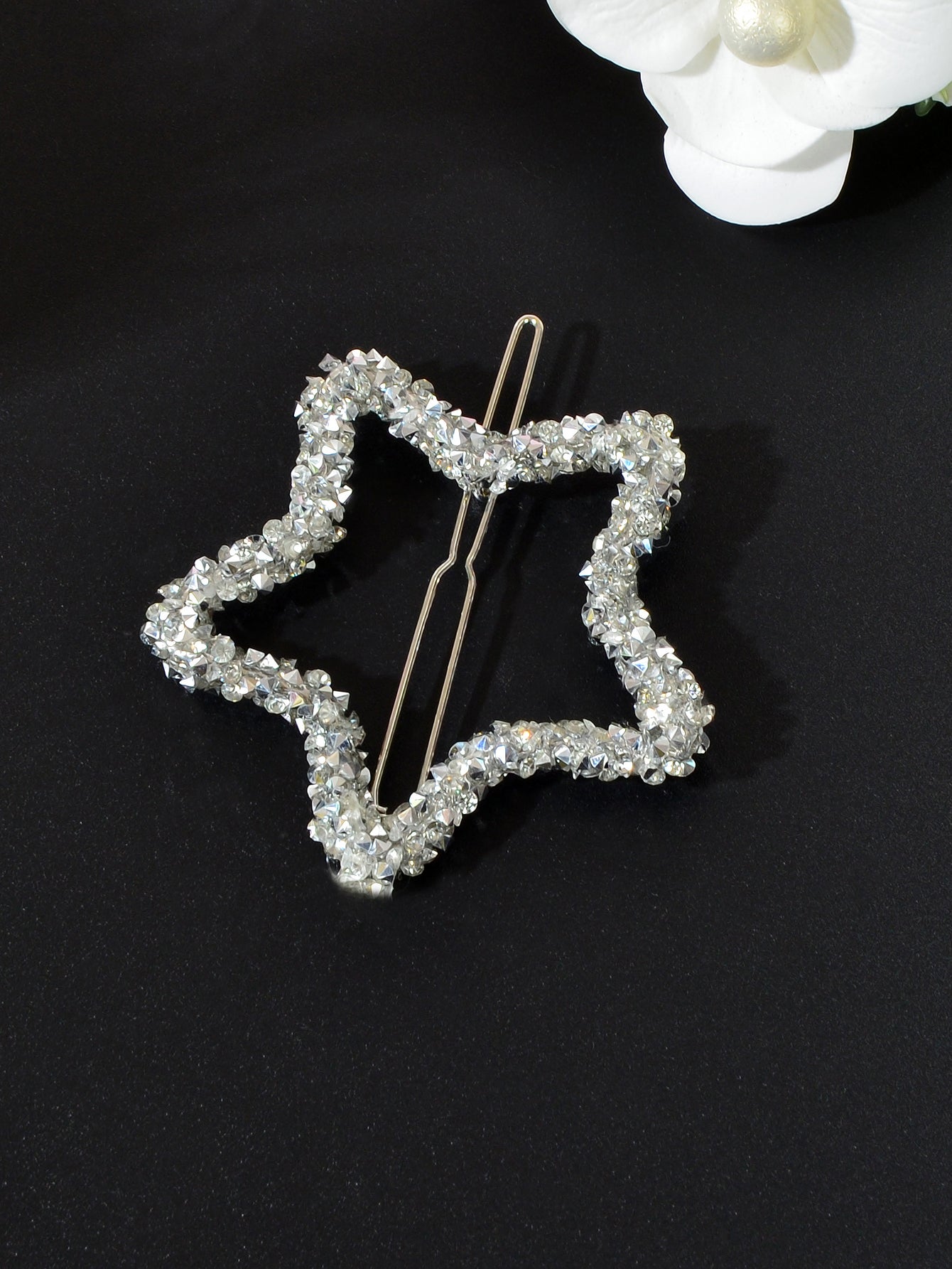 Sparkling Full Rhinestone Star Circular Hair Clip Elegant Hair Accessory Gift