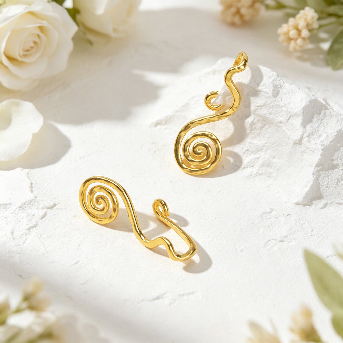 Spiral Coil Wire Ear Cuffs No Piercing Gold Non-Pierced Ear Clip Simple Earrings