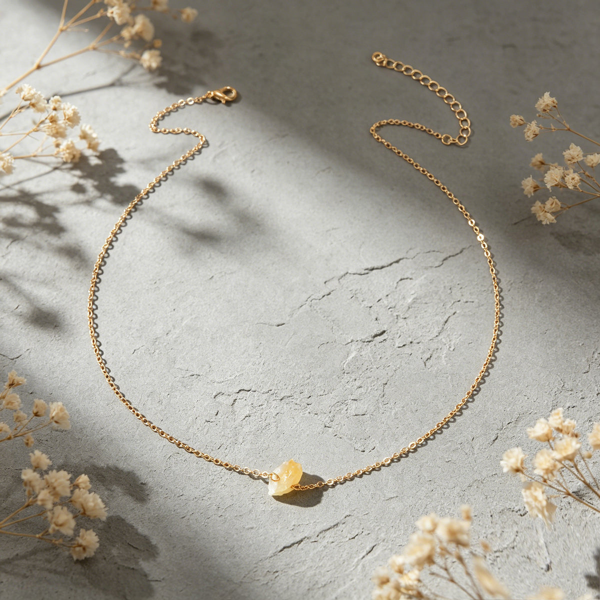Gold Chain Natural Geometric Stone Crystal Charm Necklace Teens Collar Jewellery