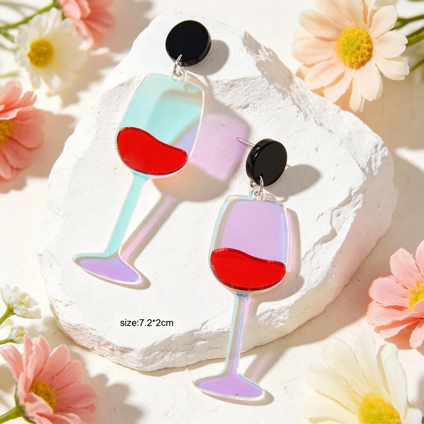 Resin Lightweight Dangle Wine Goblet Drop Earrings Women Girl Teen Party Jewelry