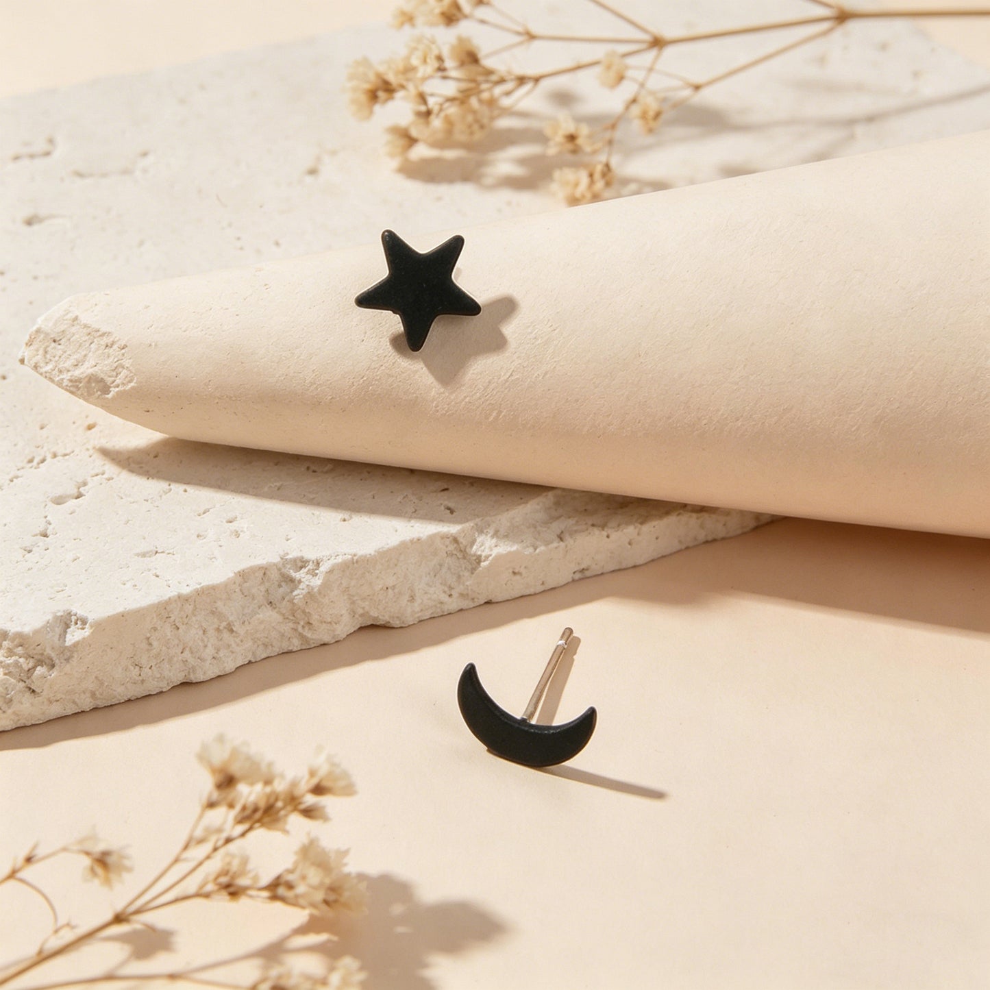 Starry Night Delight Moon and Stars Stud Earrings - Sparkle Under the Moonlight