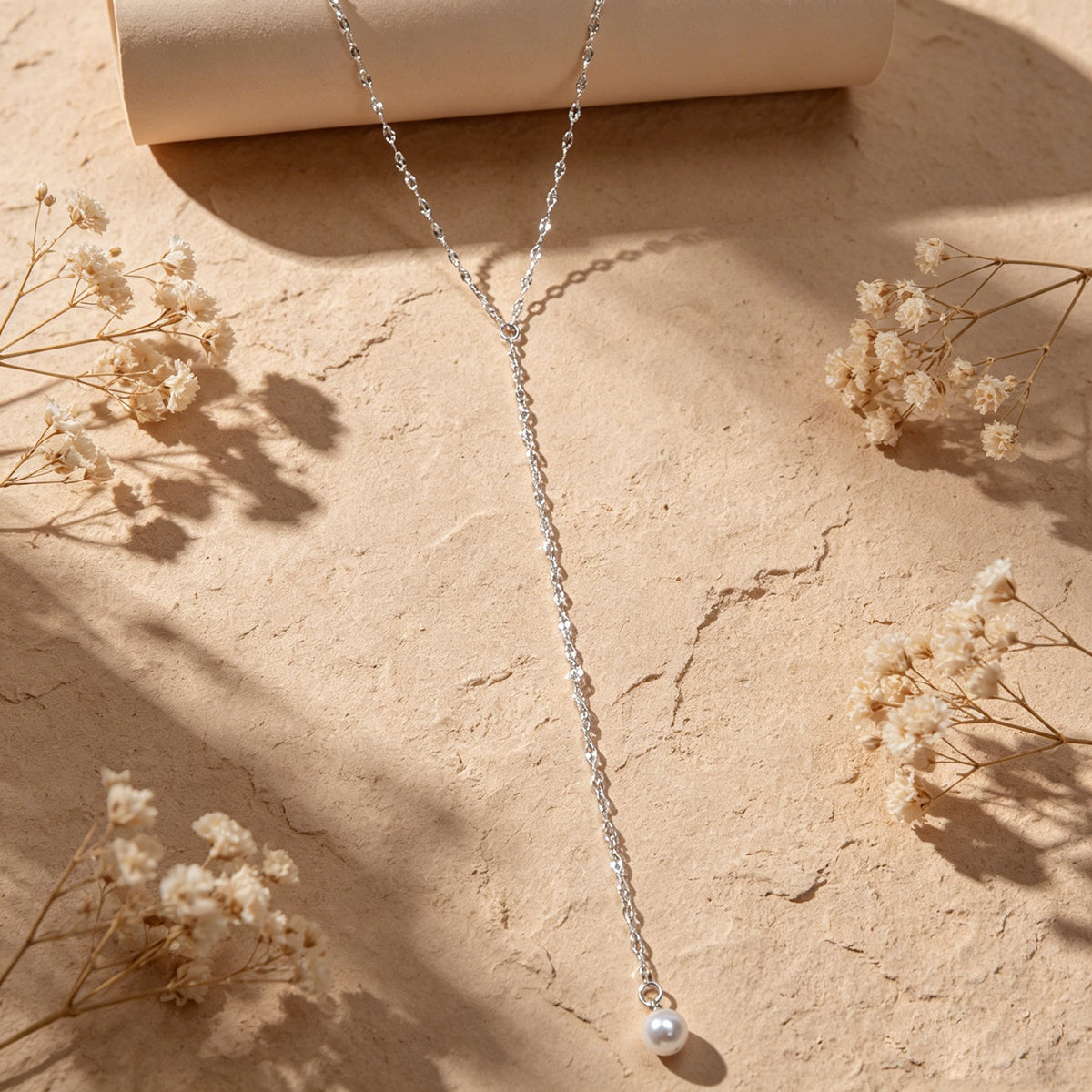 Pearl Silver Tone Long Chain Necklace Tassel Party Jewellery Women Accessories