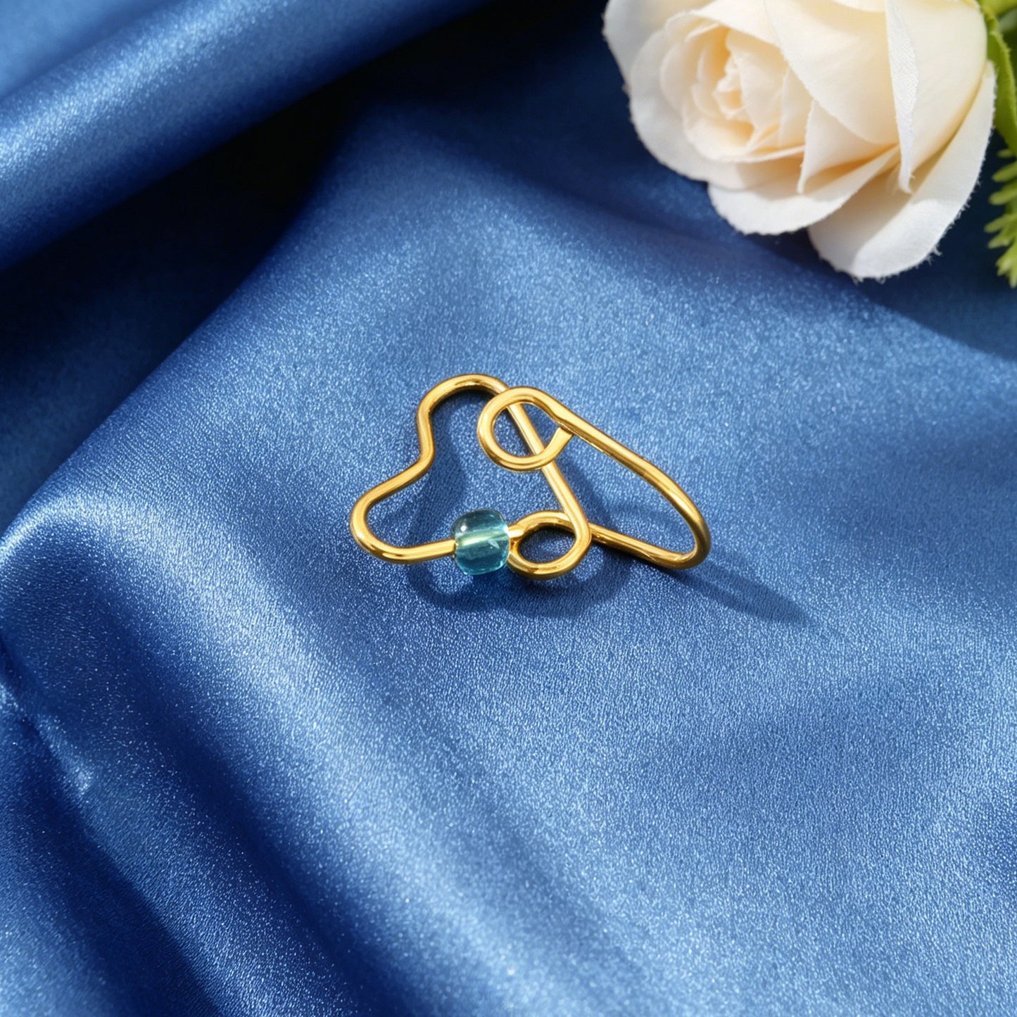 1 pc Gold Heart Bead Fake Nose Ring Lip Ear Nose Body Piercing Stud Jewellery