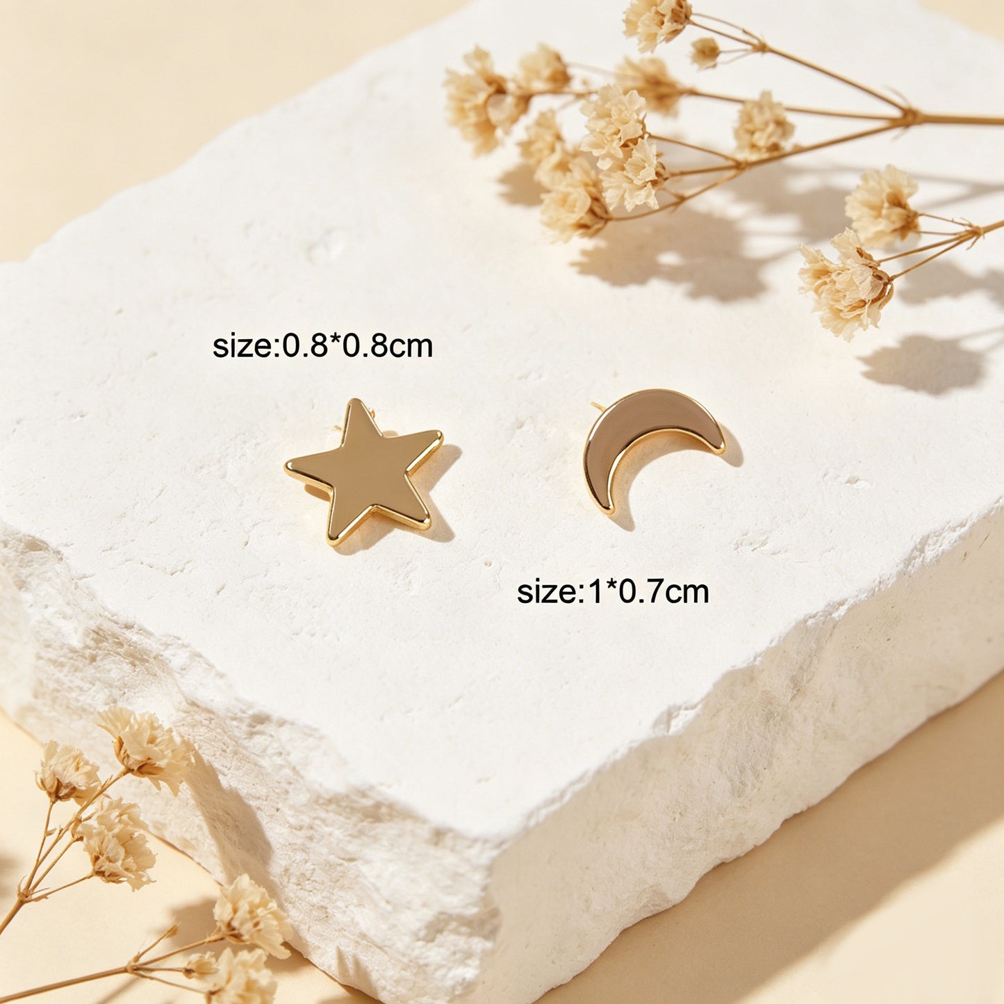Minimalist Jewellery Star Moon Cute Asymmetric Stud Earrings Stunning Accessory