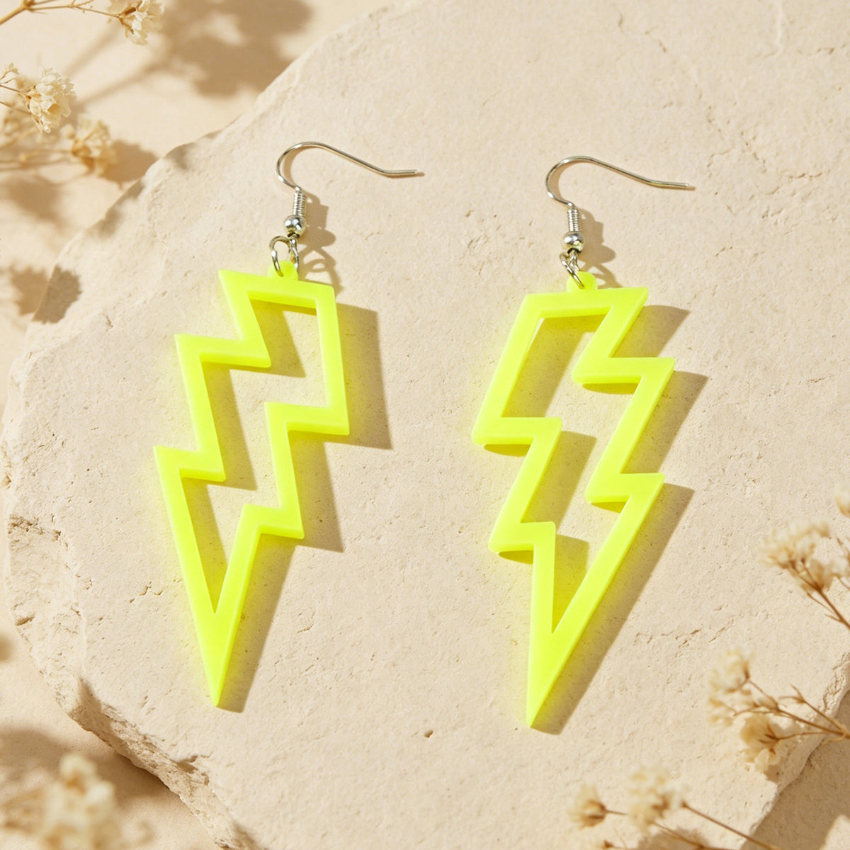 Lightning Bolt Statement Dangle Earrings Retro Punk Hippie Fluro Neon Jewellery
