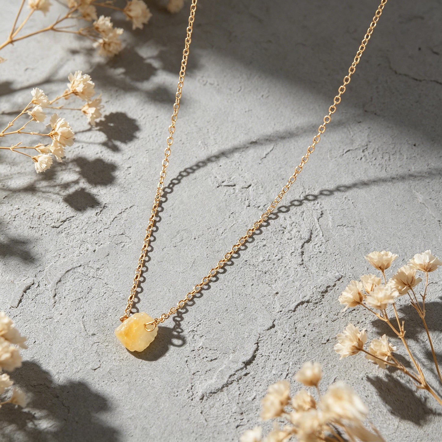 Gold Chain Natural Geometric Stone Crystal Charm Necklace Teens Collar Jewellery