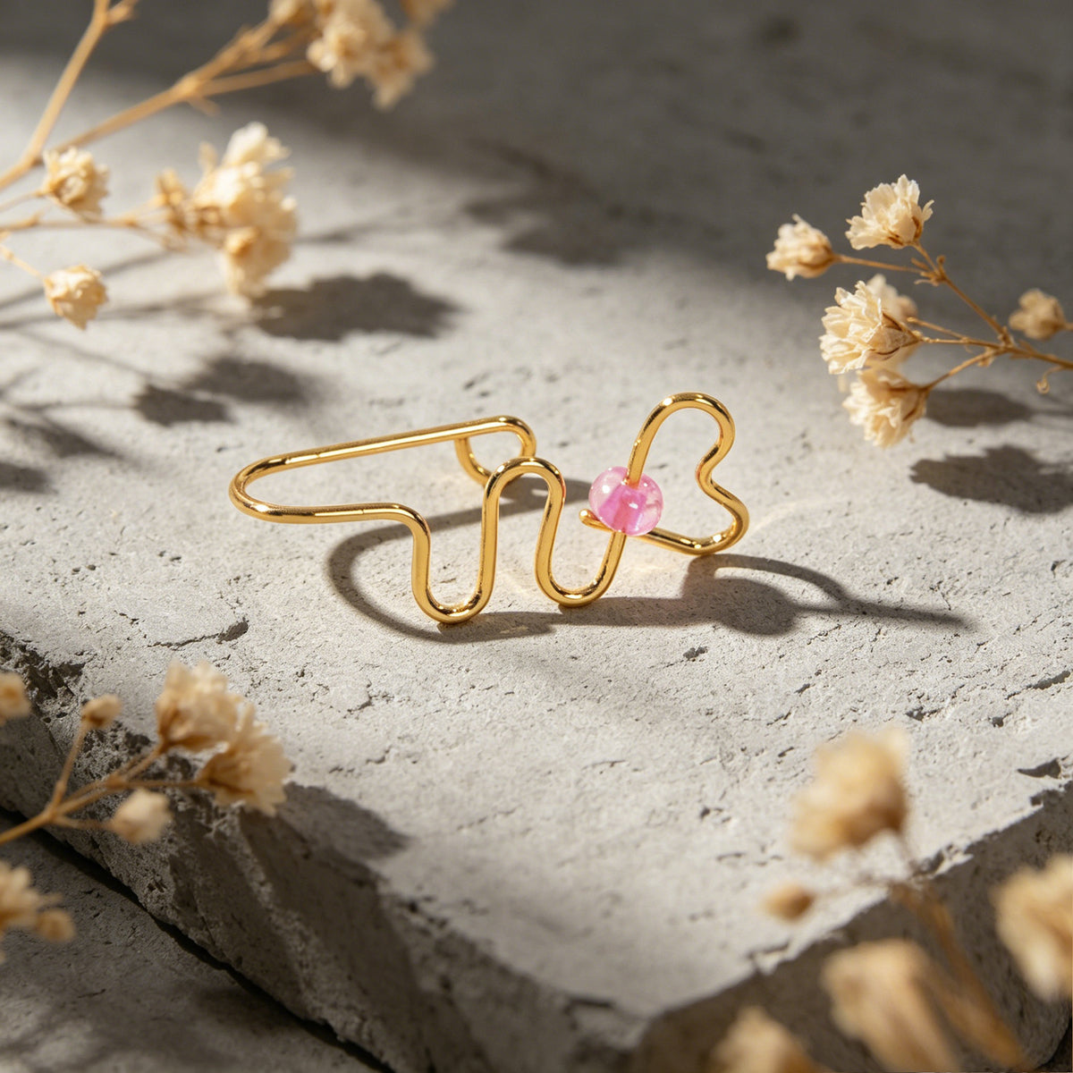 Lip Ear Fake Gold Heart Nose Rings Studs Bead Clip On Nose Hoop Piercing Jewelry