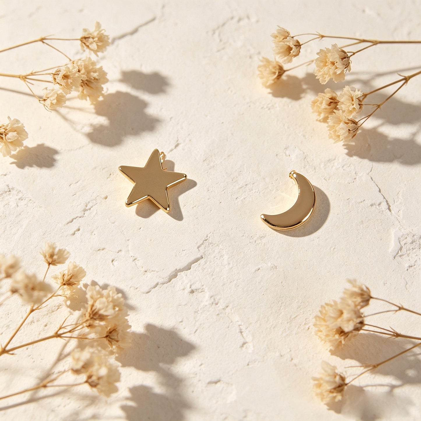Minimalist Jewellery Star Moon Cute Asymmetric Stud Earrings Stunning Accessory