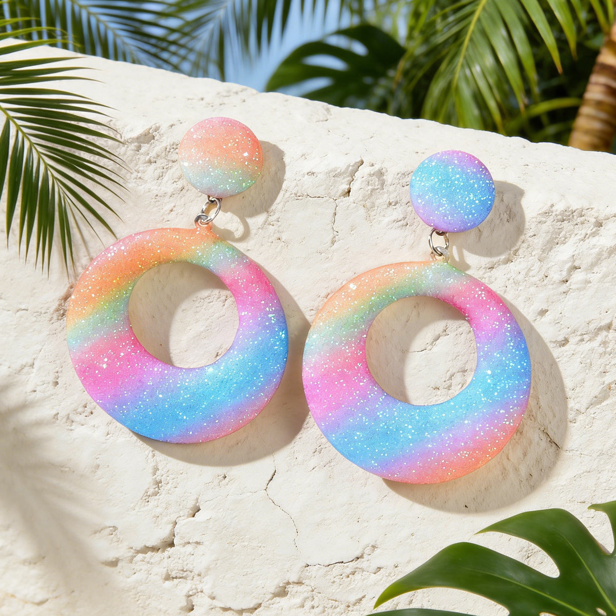 Y2k Style Jewellery Candy Color Round Circle Dangle Geometric Earrings for Women