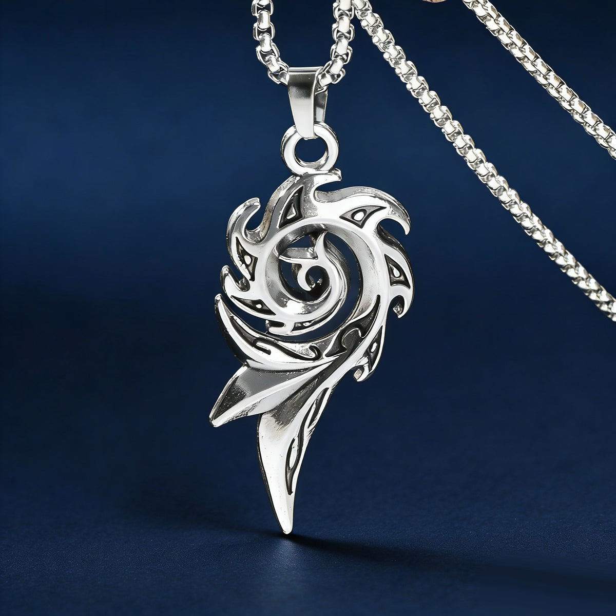 1pc Punk Rock Style Stainless Steel Long Chain Geometric Pendant Necklace Men Party Daily Jewelry