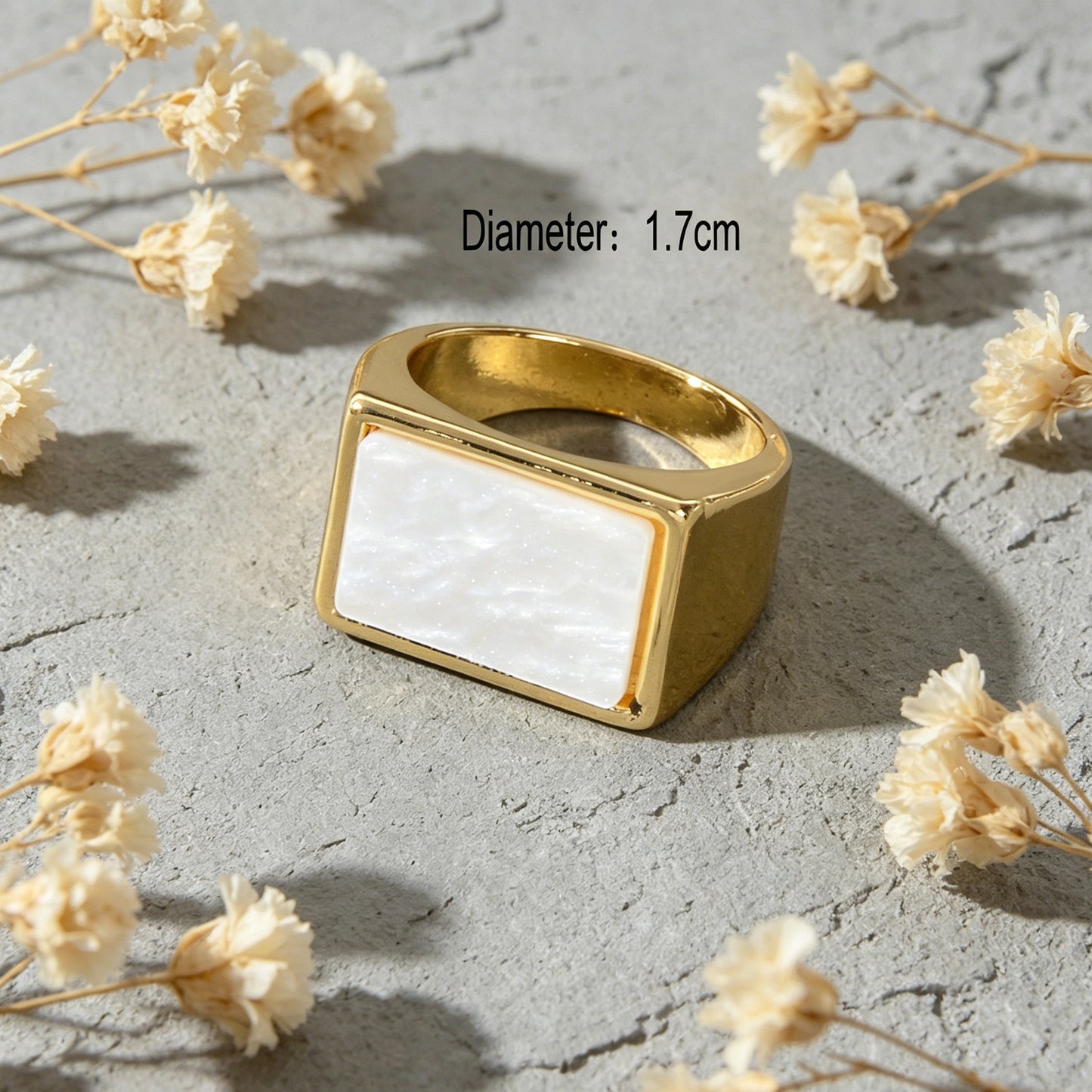 Textured Jewellery Square White Punk Gold Finger Ring Fashion Women Accessories
