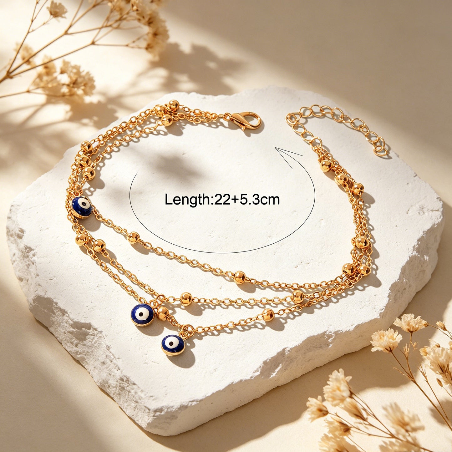 Eye Charm Beads Anklet Adjustable Beach Layered Ankle Gold Foot Chain Jewellery