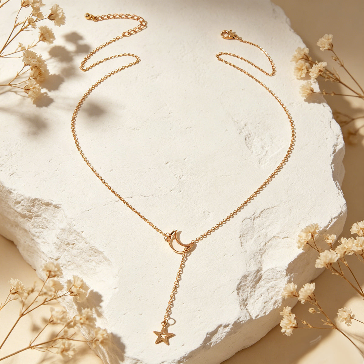 Dangle Y Lariat Crescent Moon Star Drop Charm Necklace Women's Choker Party Gift