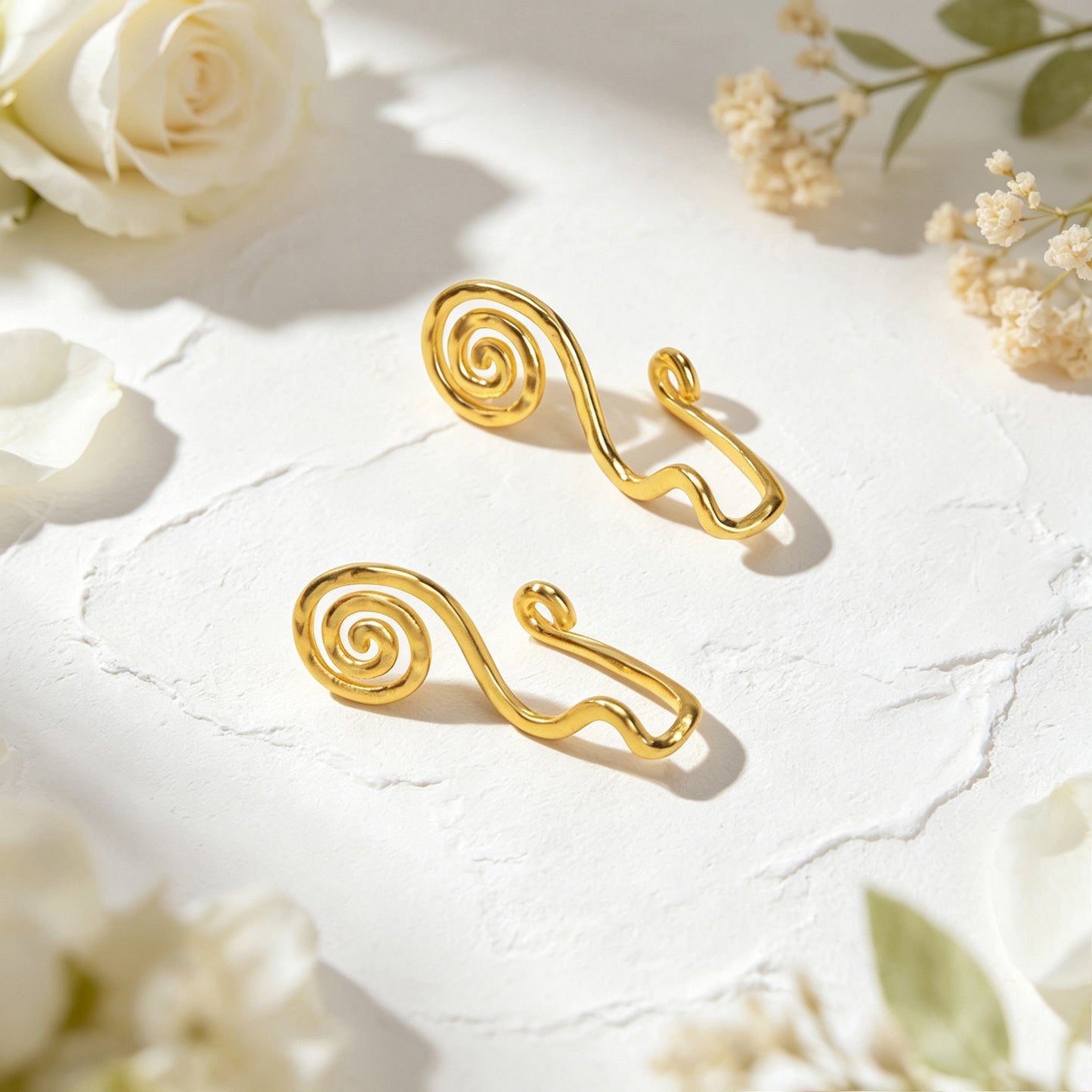 Spiral Coil Wire Ear Cuffs No Piercing Gold Non-Pierced Ear Clip Simple Earrings