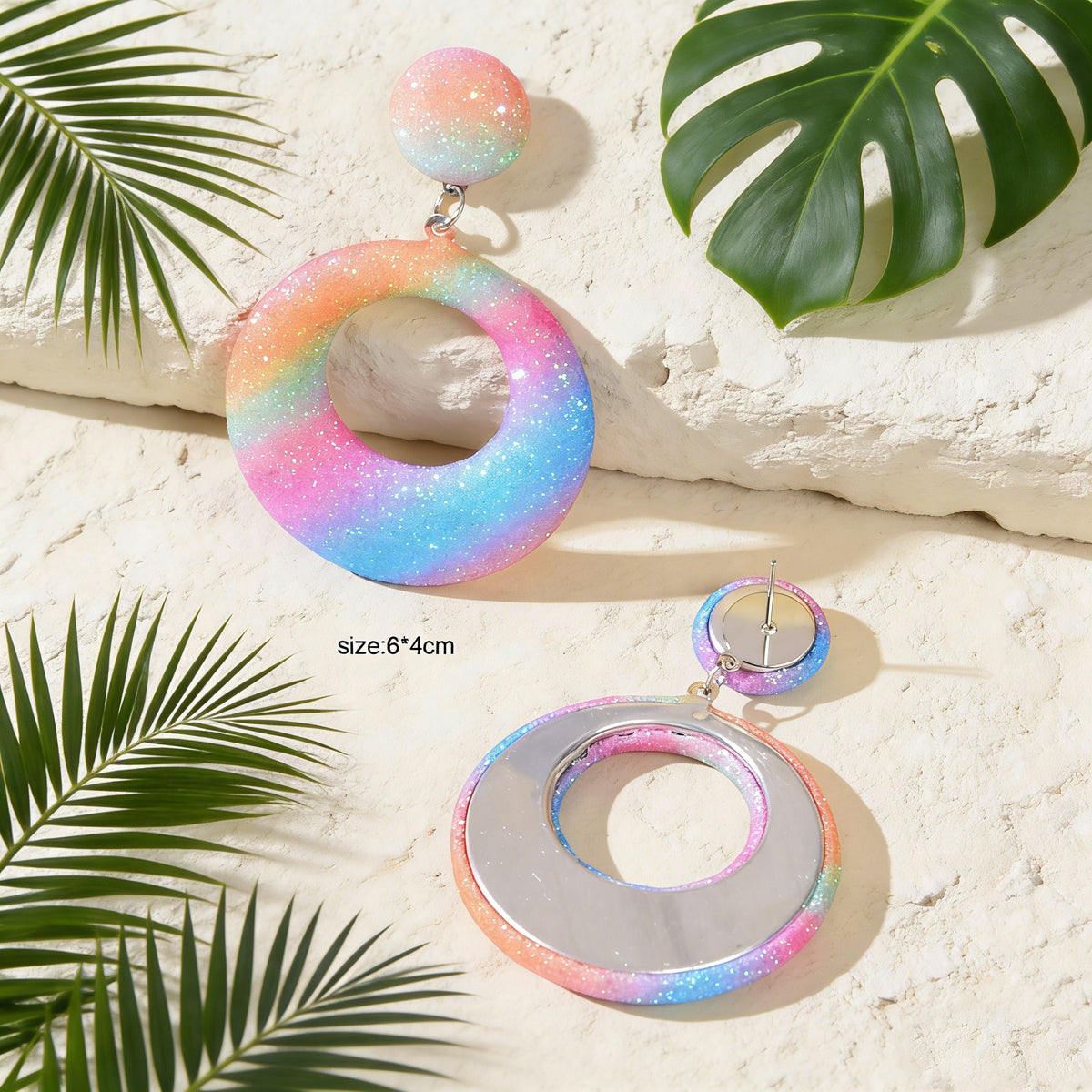 Y2k Style Jewellery Candy Color Round Circle Dangle Geometric Earrings for Women