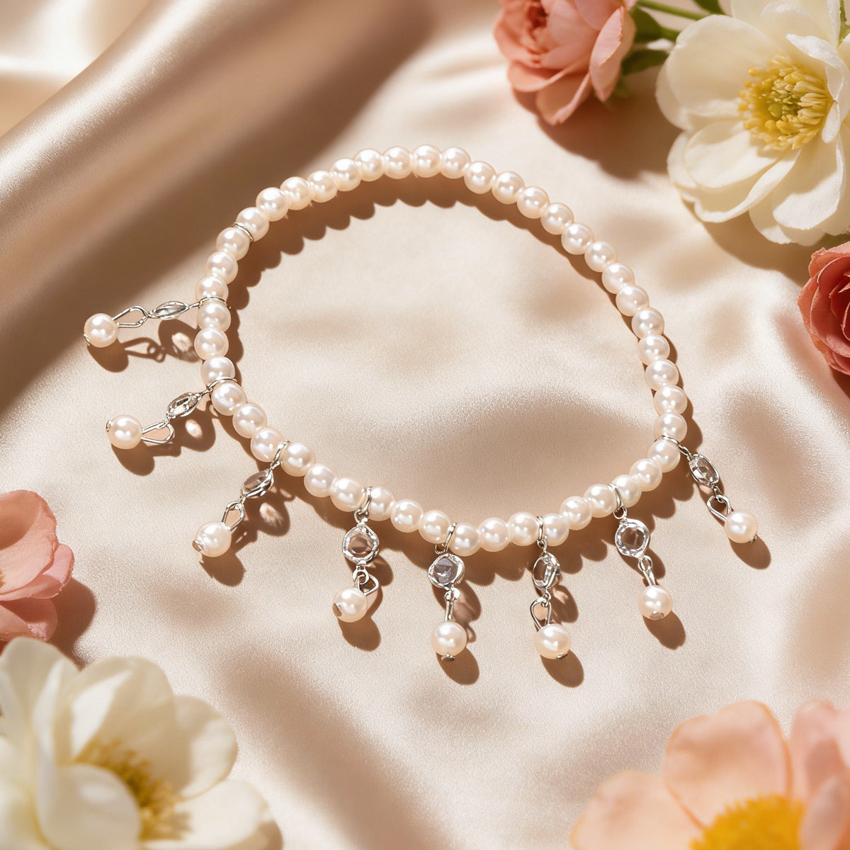 Beach Elastic Imitation Pearl Bead Charm Anklet Foot Chain Bracelet Jewelry Gift