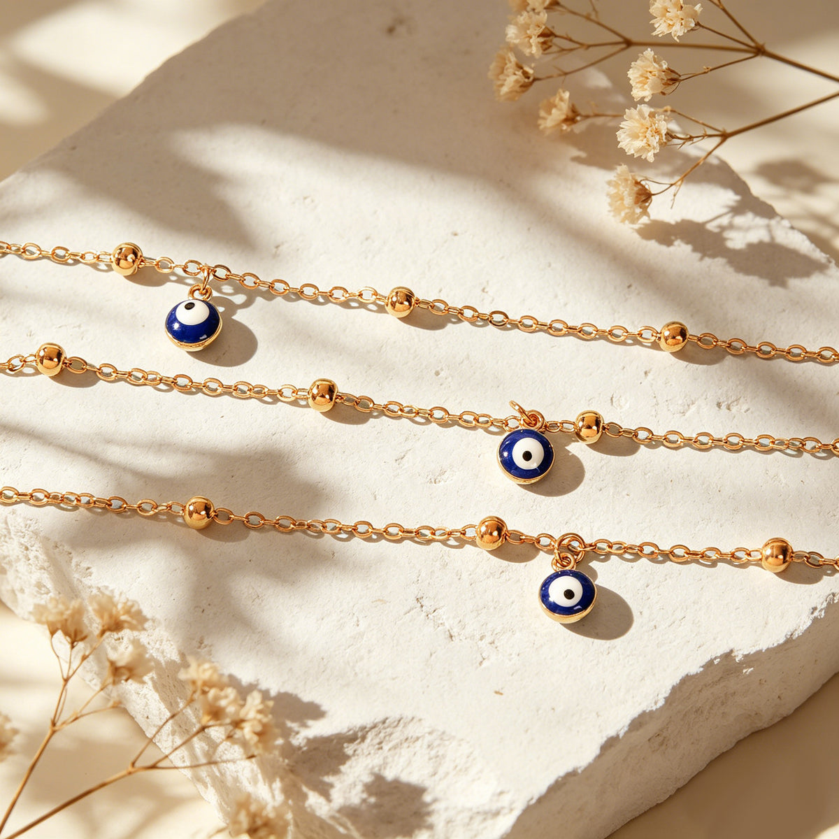 Eye Charm Beads Anklet Adjustable Beach Layered Ankle Gold Foot Chain Jewellery