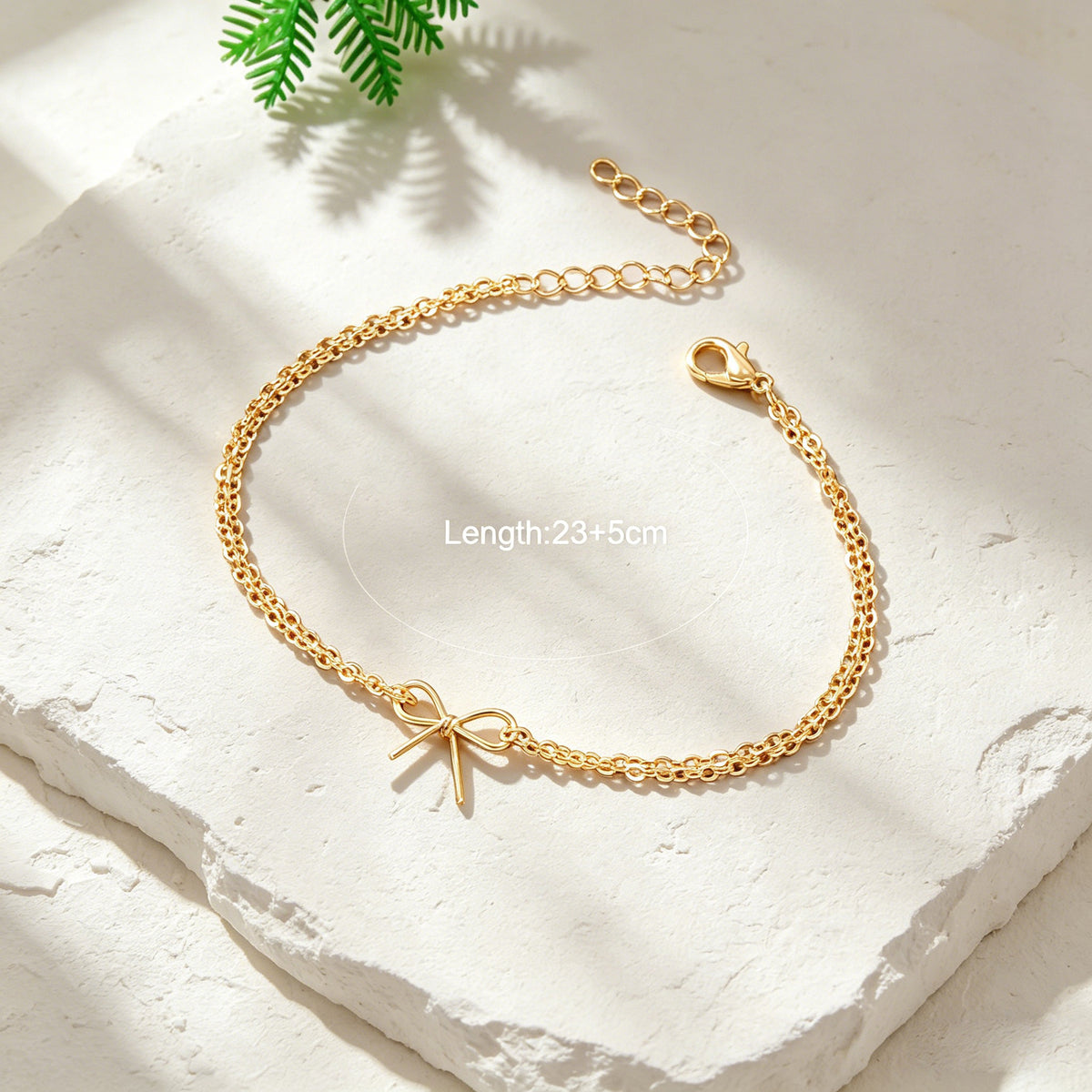 Minimalist Summer Gold Silver Bow Double Layer Chain Anklet Holiday Foot Jewelry