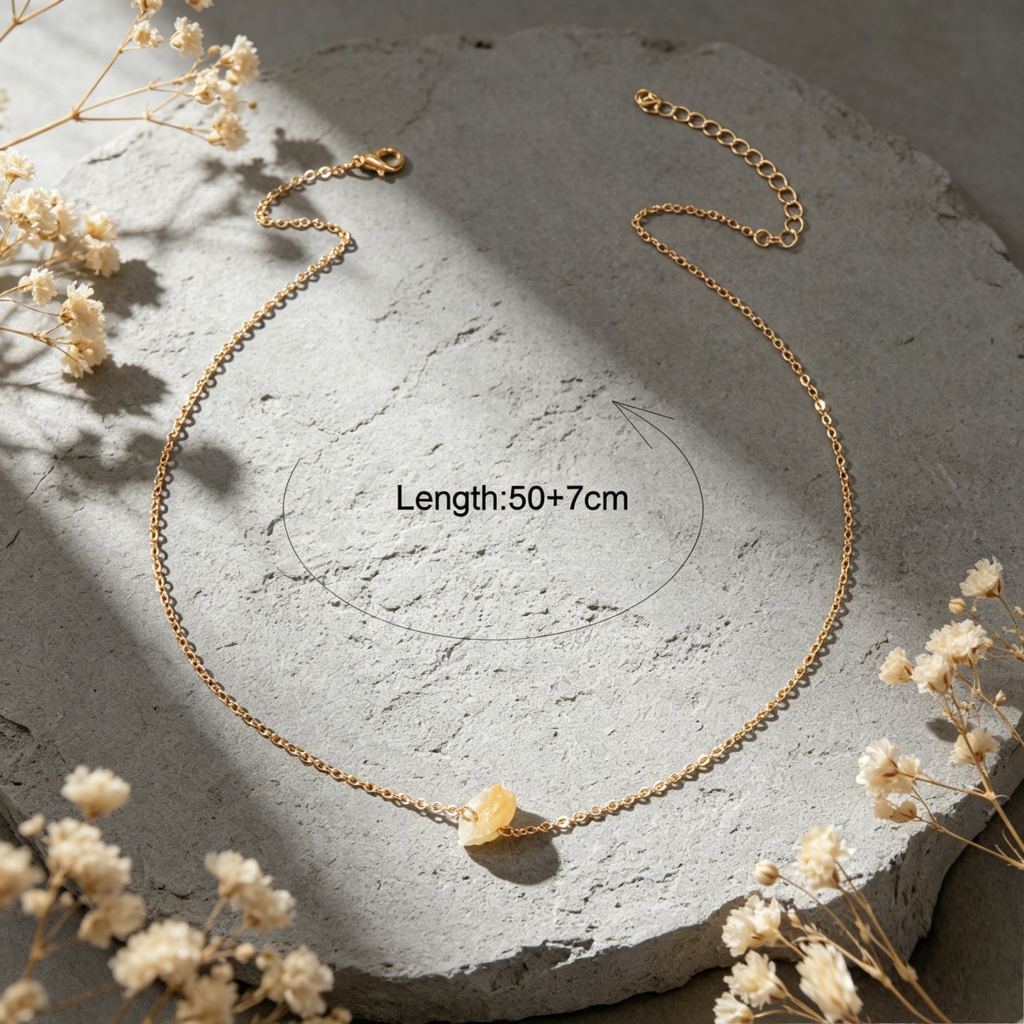Gold Chain Natural Geometric Stone Crystal Charm Necklace Teens Collar Jewellery
