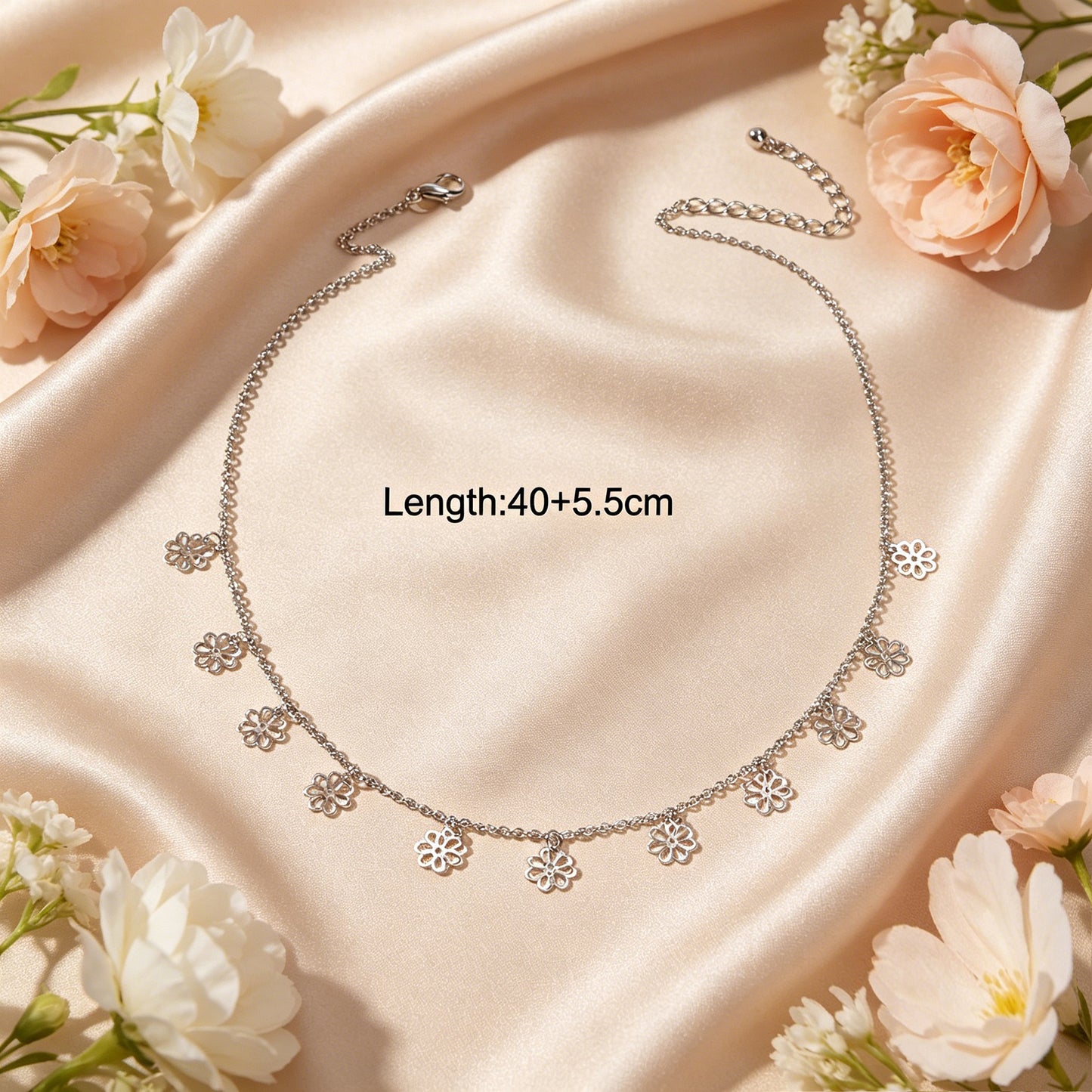 Minimalist Style Gold Silver Flower Charm Necklace Fashion Women Accessories