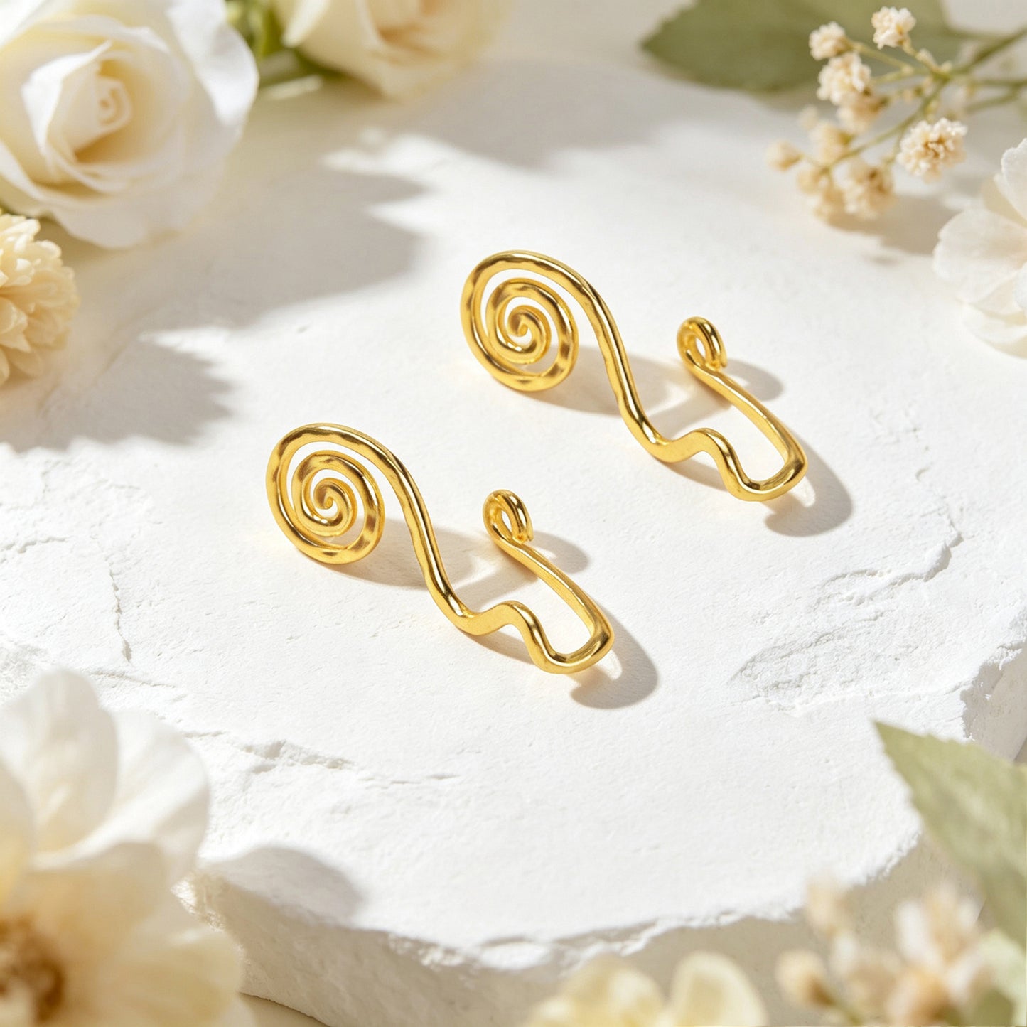 Spiral Coil Wire Ear Cuffs No Piercing Gold Non-Pierced Ear Clip Simple Earrings