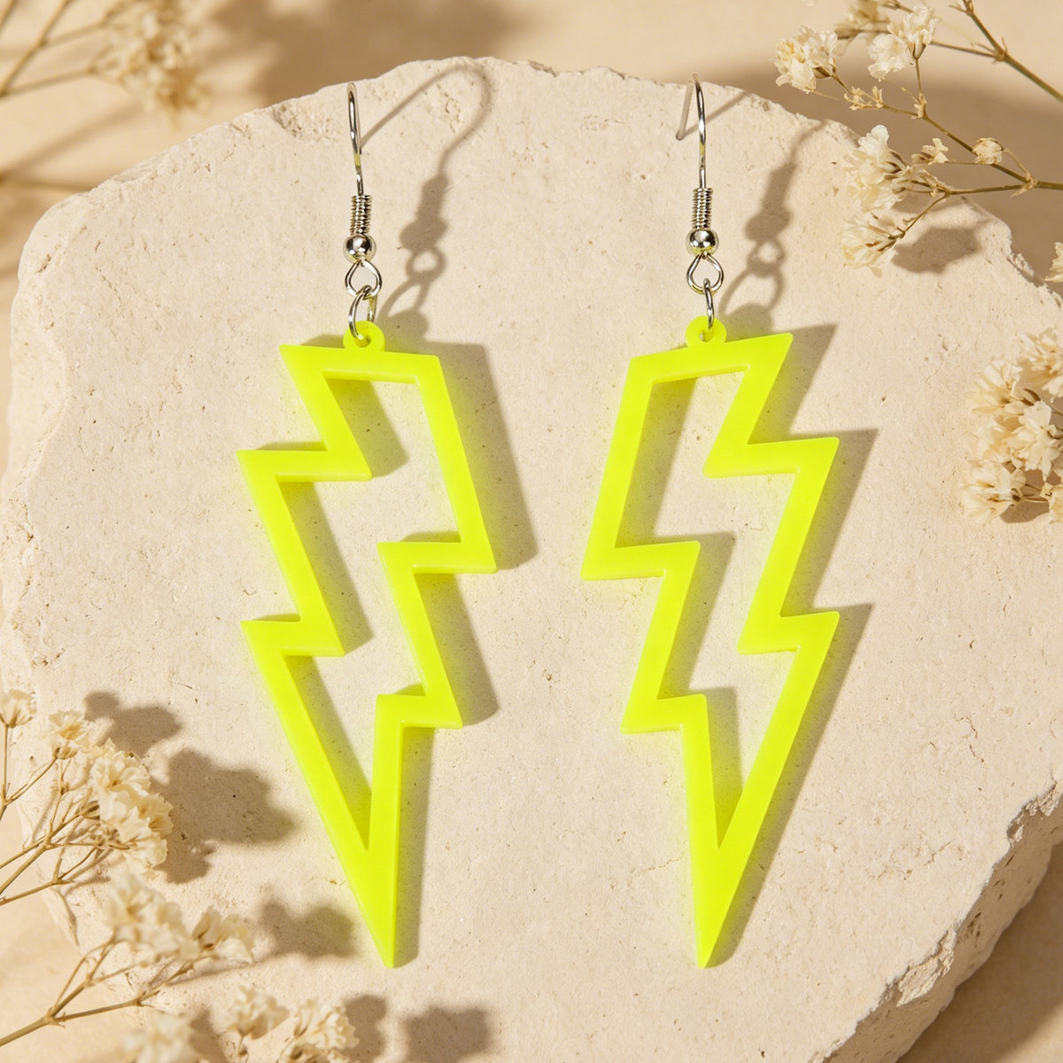 Lightning Bolt Statement Dangle Earrings Retro Punk Hippie Fluro Neon Jewellery