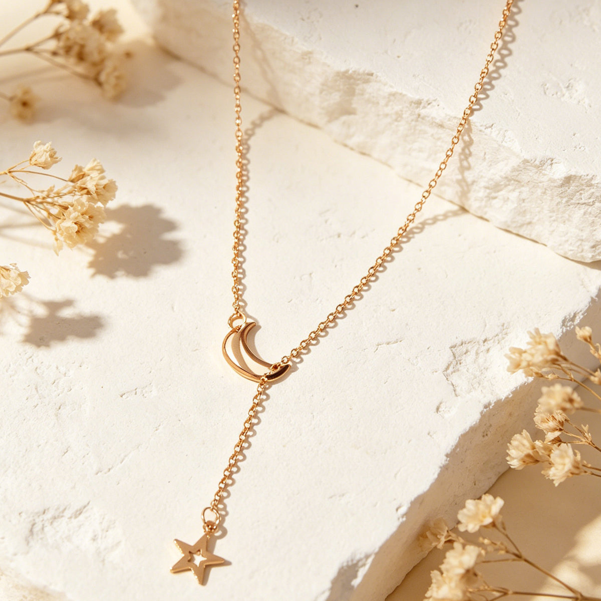 Dangle Y Lariat Crescent Moon Star Drop Charm Necklace Women's Choker Party Gift