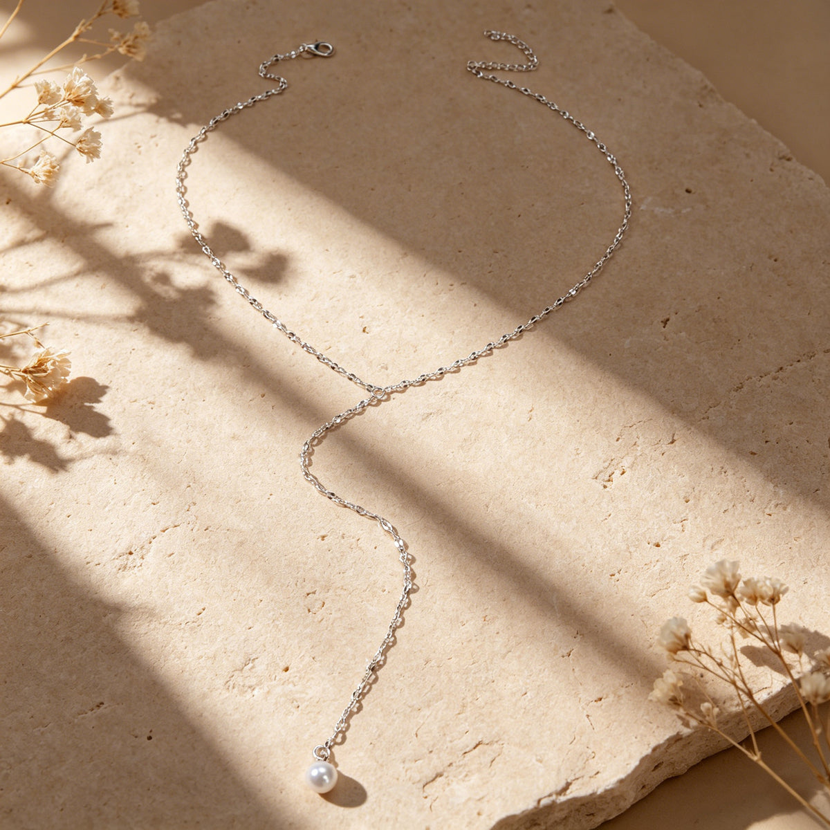 Pearl Silver Tone Long Chain Necklace Tassel Party Jewellery Women Accessories