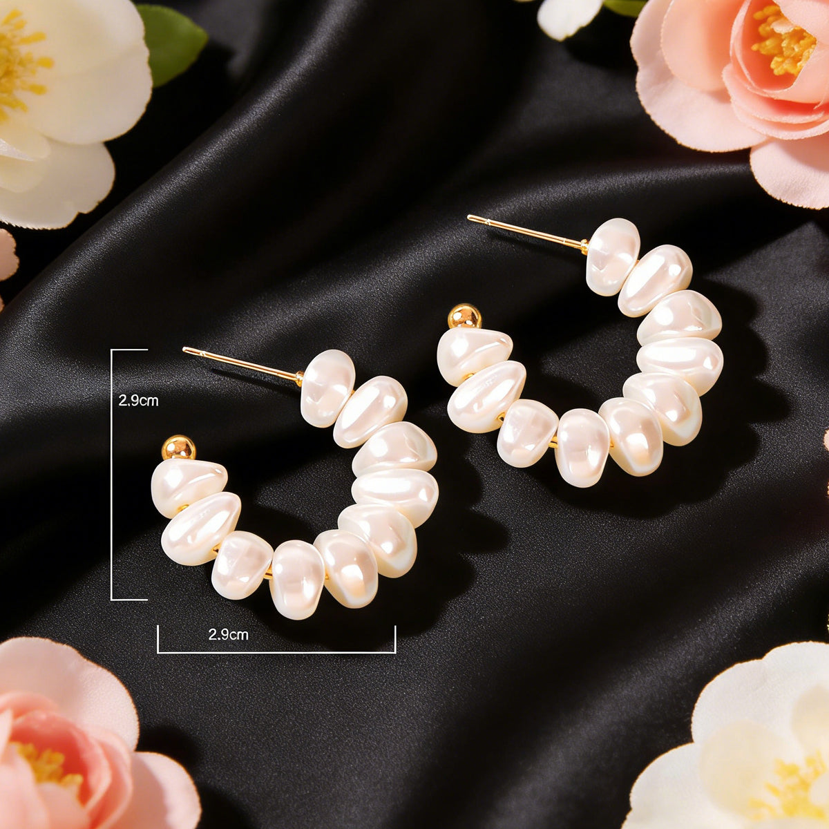 Irregular Pearl Hoop Small Lightweight Huggie Earrings Women Wedding Anniversary