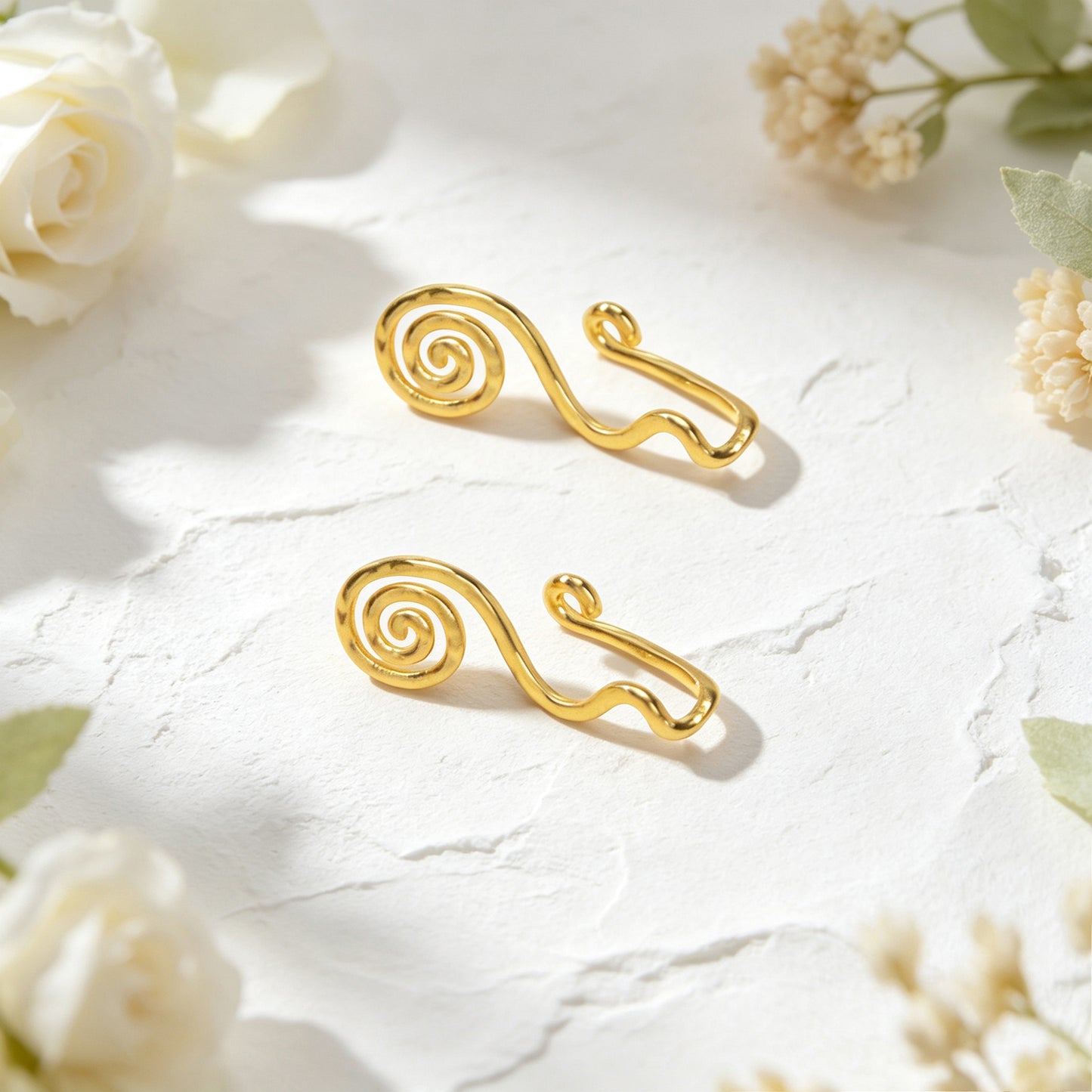 Spiral Coil Wire Ear Cuffs No Piercing Gold Non-Pierced Ear Clip Simple Earrings