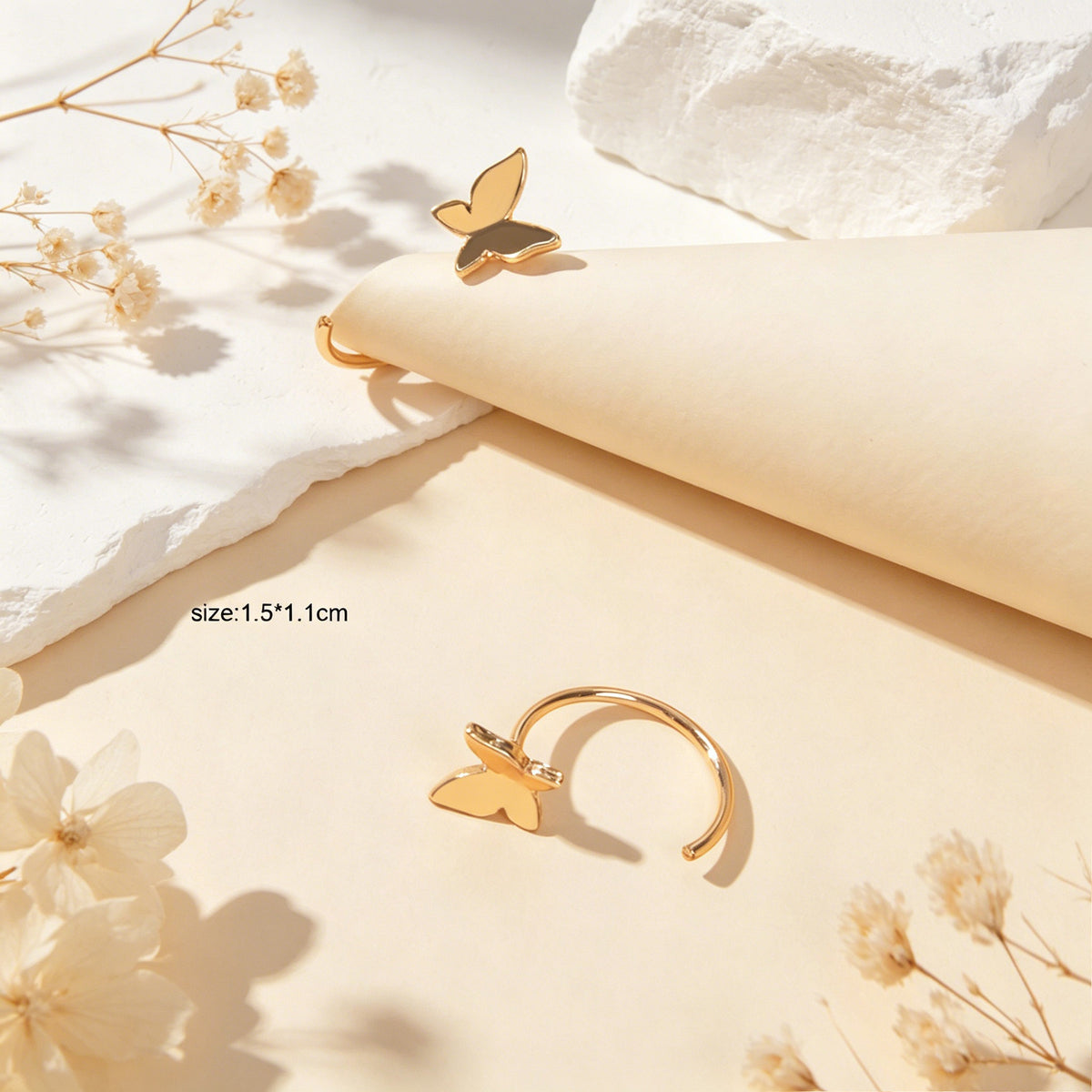 Minimalist Gold Silver Butterfly Cute Hoop Earrings Cute Stud Women Accessories