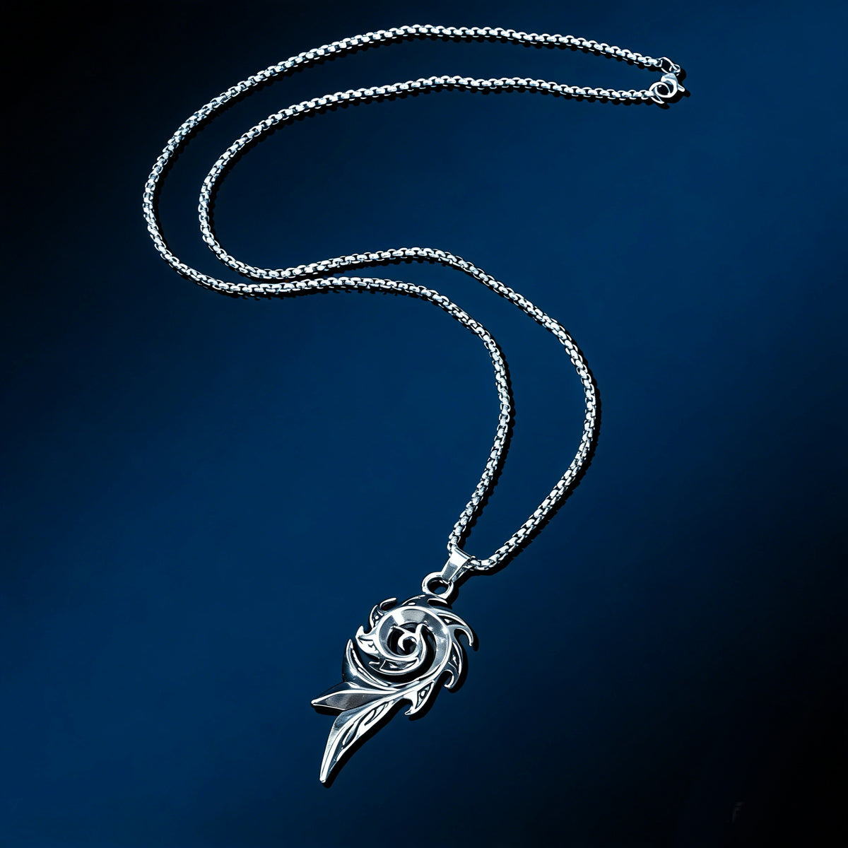 1pc Punk Rock Style Stainless Steel Long Chain Geometric Pendant Necklace Men Party Daily Jewelry