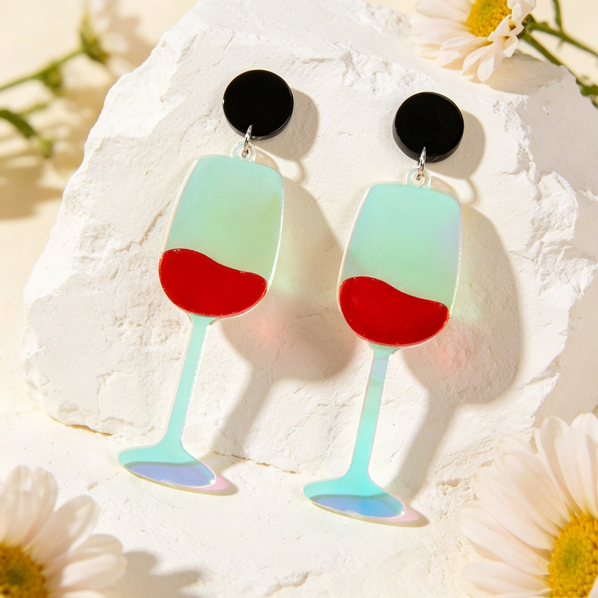 Resin Lightweight Dangle Wine Goblet Drop Earrings Women Girl Teen Party Jewelry