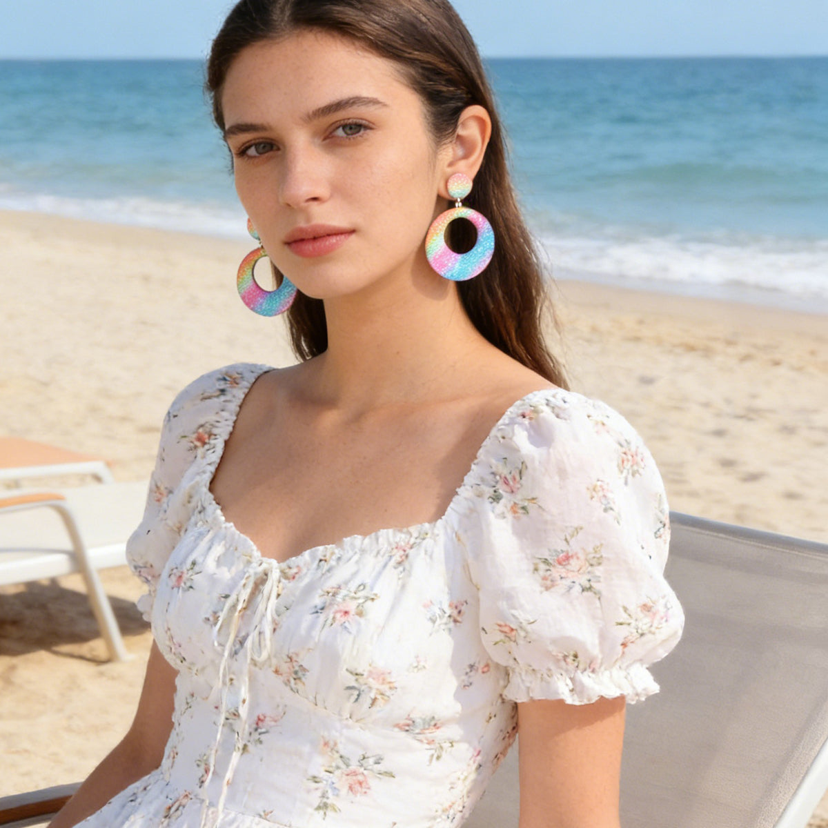 Y2k Style Jewellery Candy Color Round Circle Dangle Geometric Earrings for Women