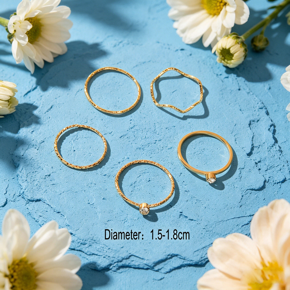 5pcs Fashion Jewellery Gold Silver with Rhinestone Midi Finger Knuckle Rings set