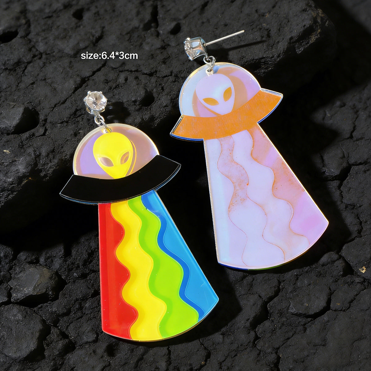 Statement Jewelry Candy Color Resin Saucerman Big Geometric Dangle Punk Earrings