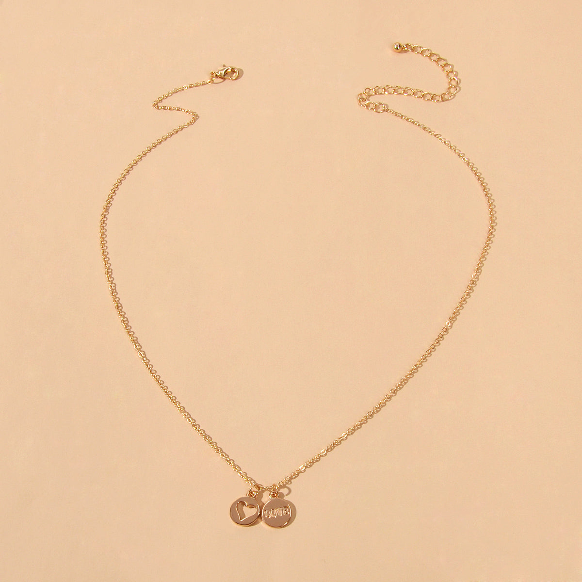 Minimalist Gold Chain Letter Love Heart Round Pendant Necklace Jewellery Gift