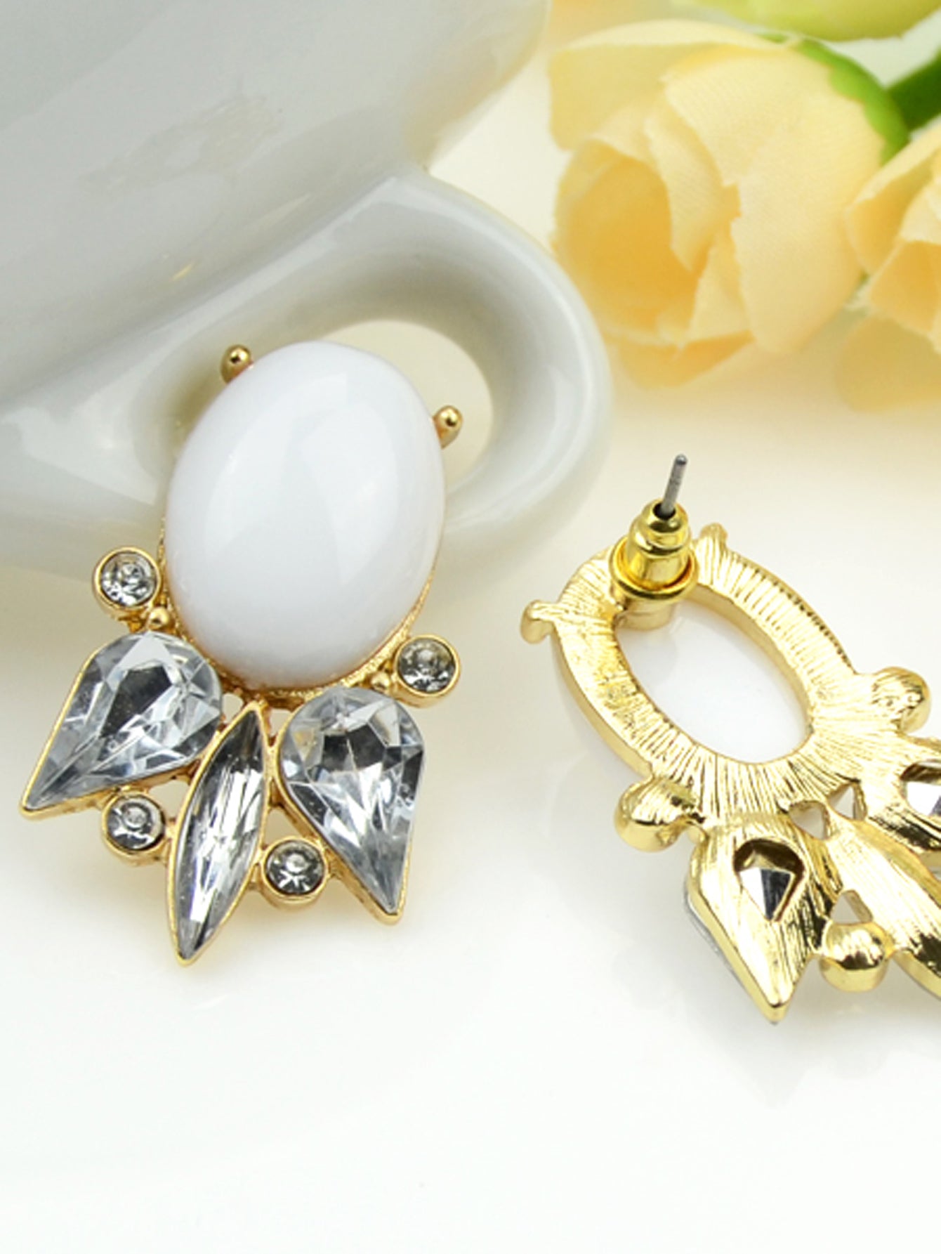 Retro Style Colorful Crystal Geometric Stud Earrings Party Fesvital Jewelry Gift